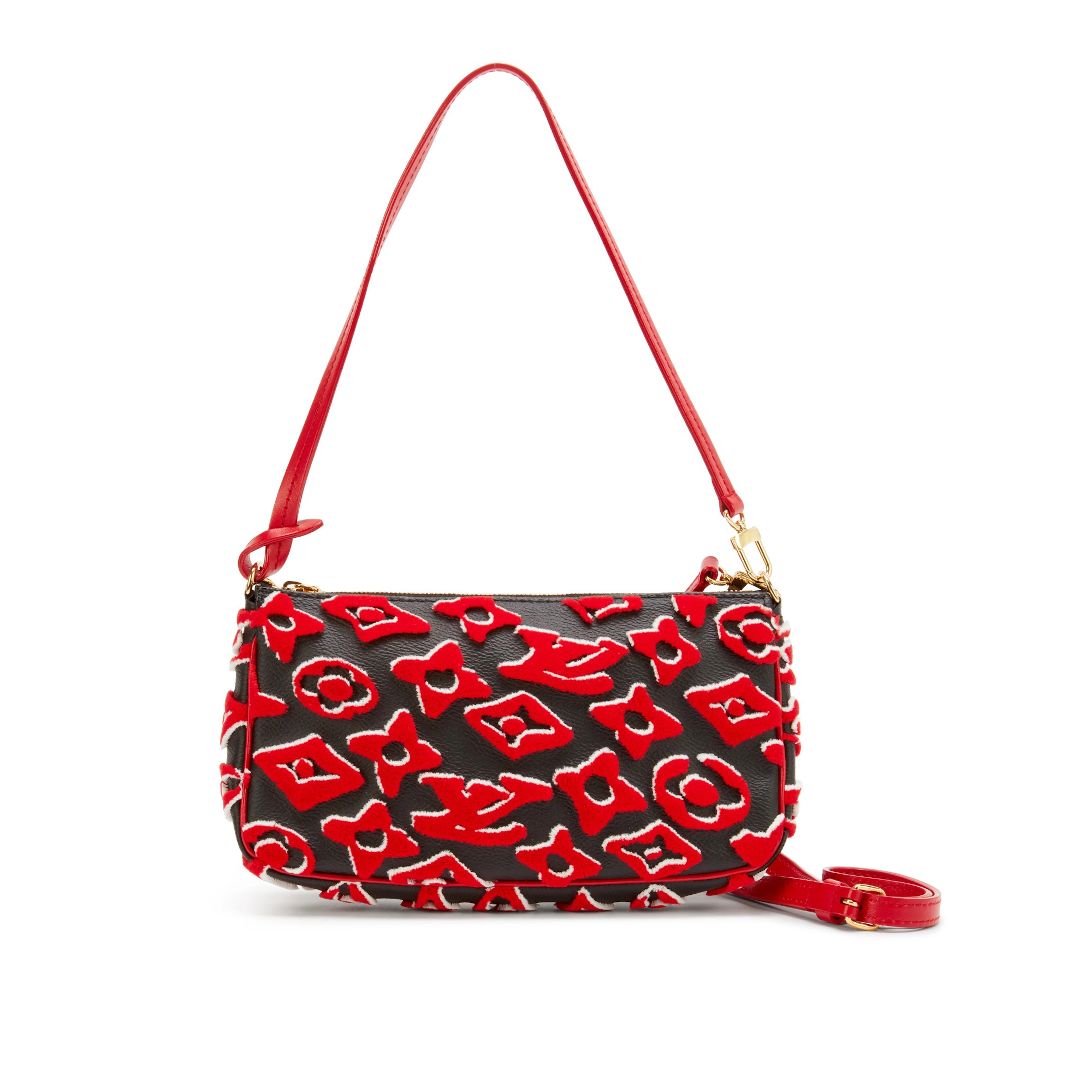 Red, White, and Black Tufted Monogram Canvas LVxUF Pochette Accessoires