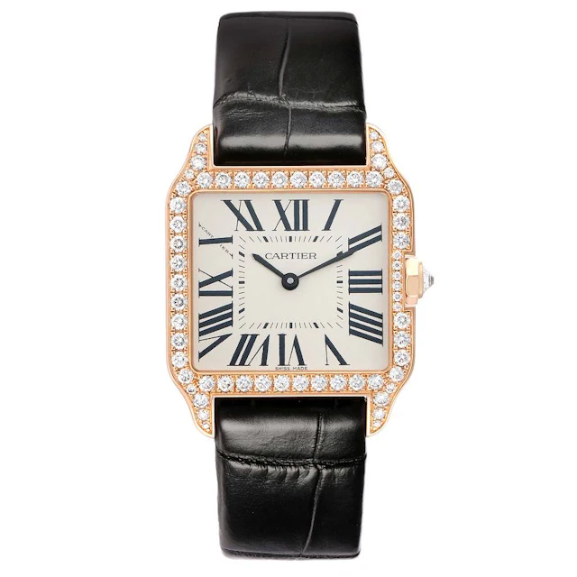 Santos Dumont (Reference WH100351). A 31mm rose gold diamond-set quartz