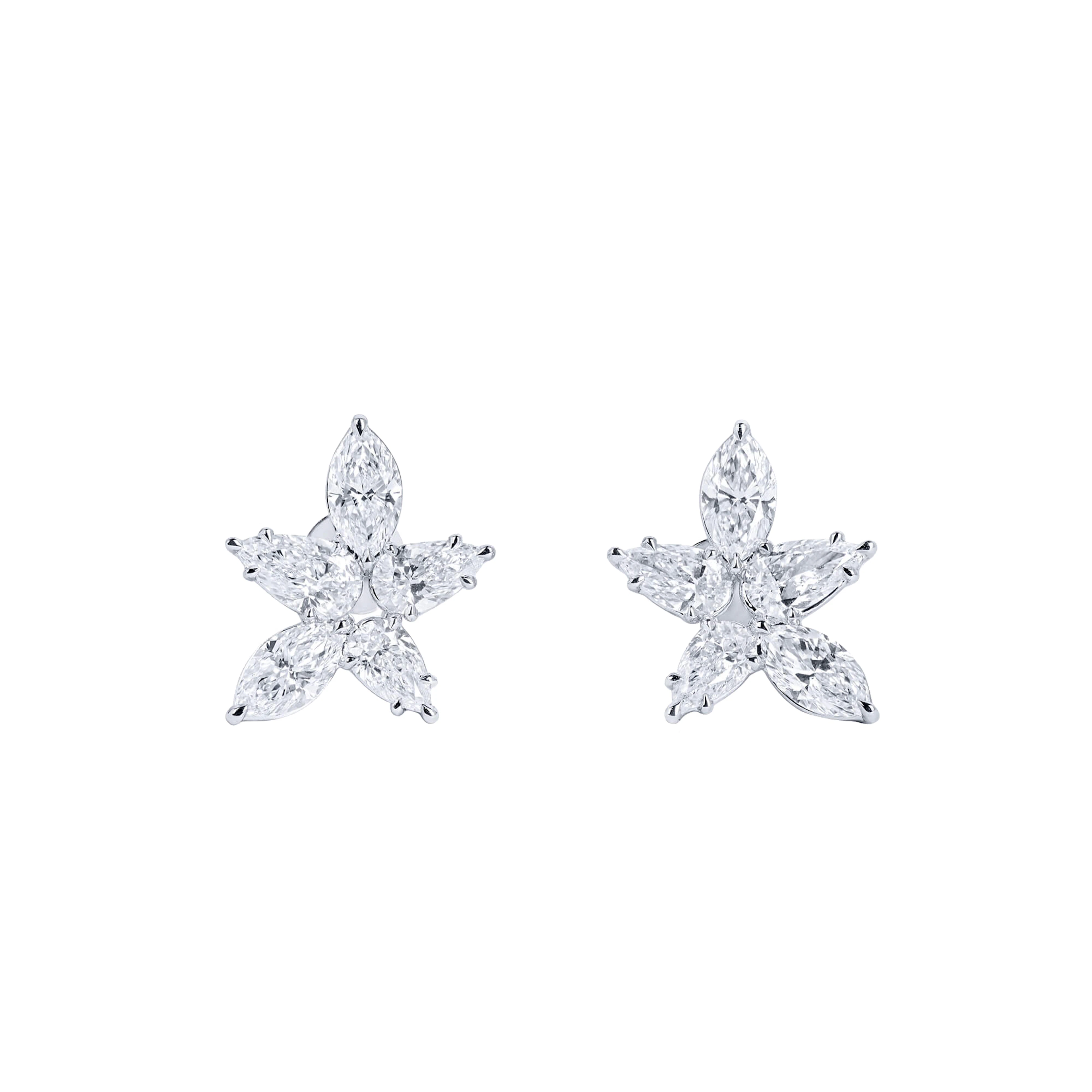 White Gold and Diamond Cluster Earrings