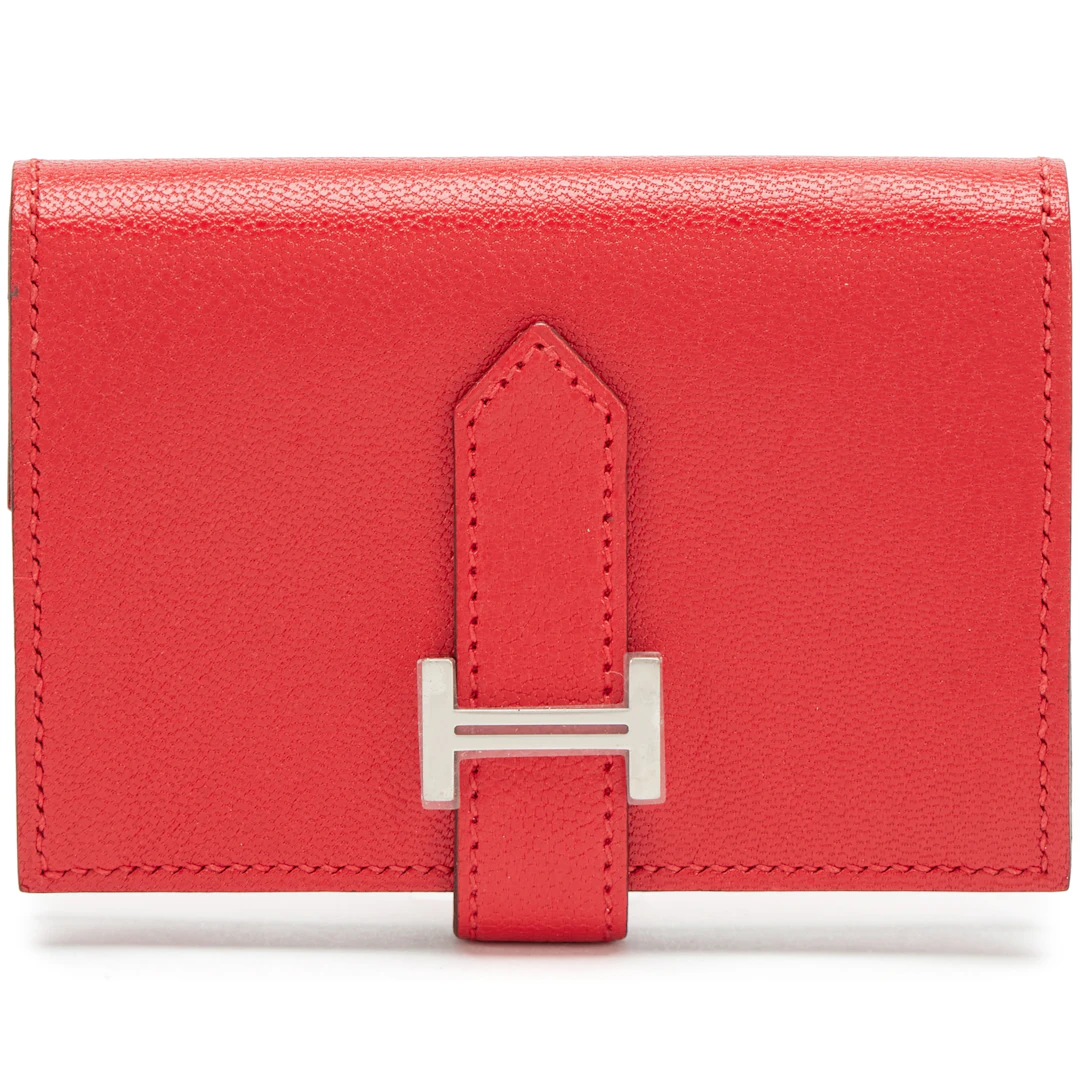 Rouge De Coeur Chevre Bearn Mini Wallet Palladium Hardware, 2023