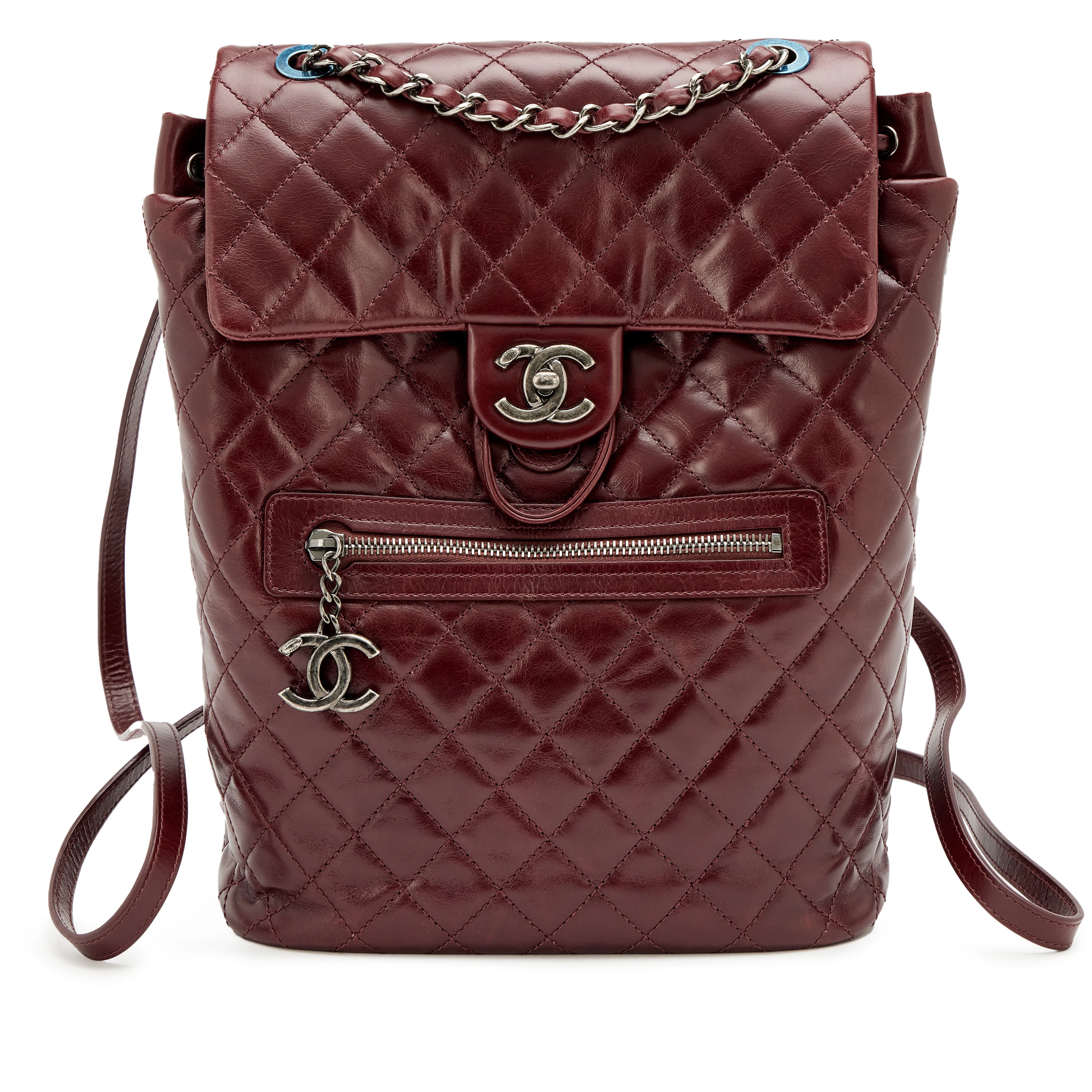 Burgundy Quilted Calfskin Large Mountain Backpack Ruthenium Hardware, 2017