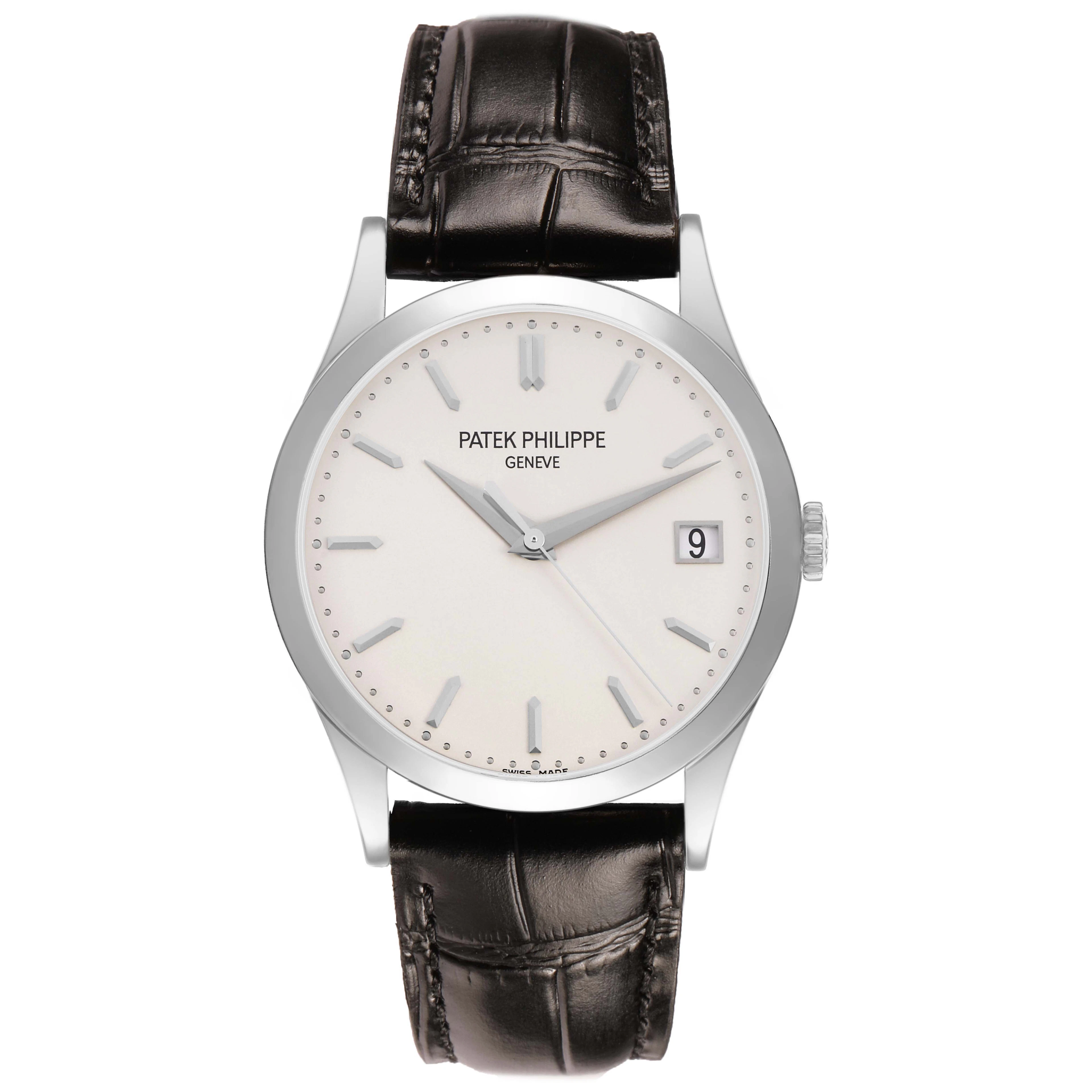 Calatrava (Reference 5296G). A 38mm white gold automatic wristwatch with date.