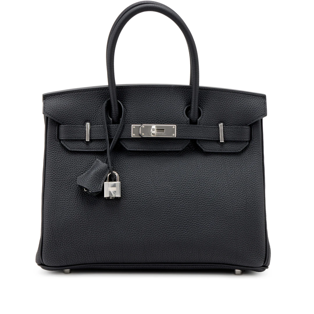 Black Togo Birkin 30 Palladium Hardware