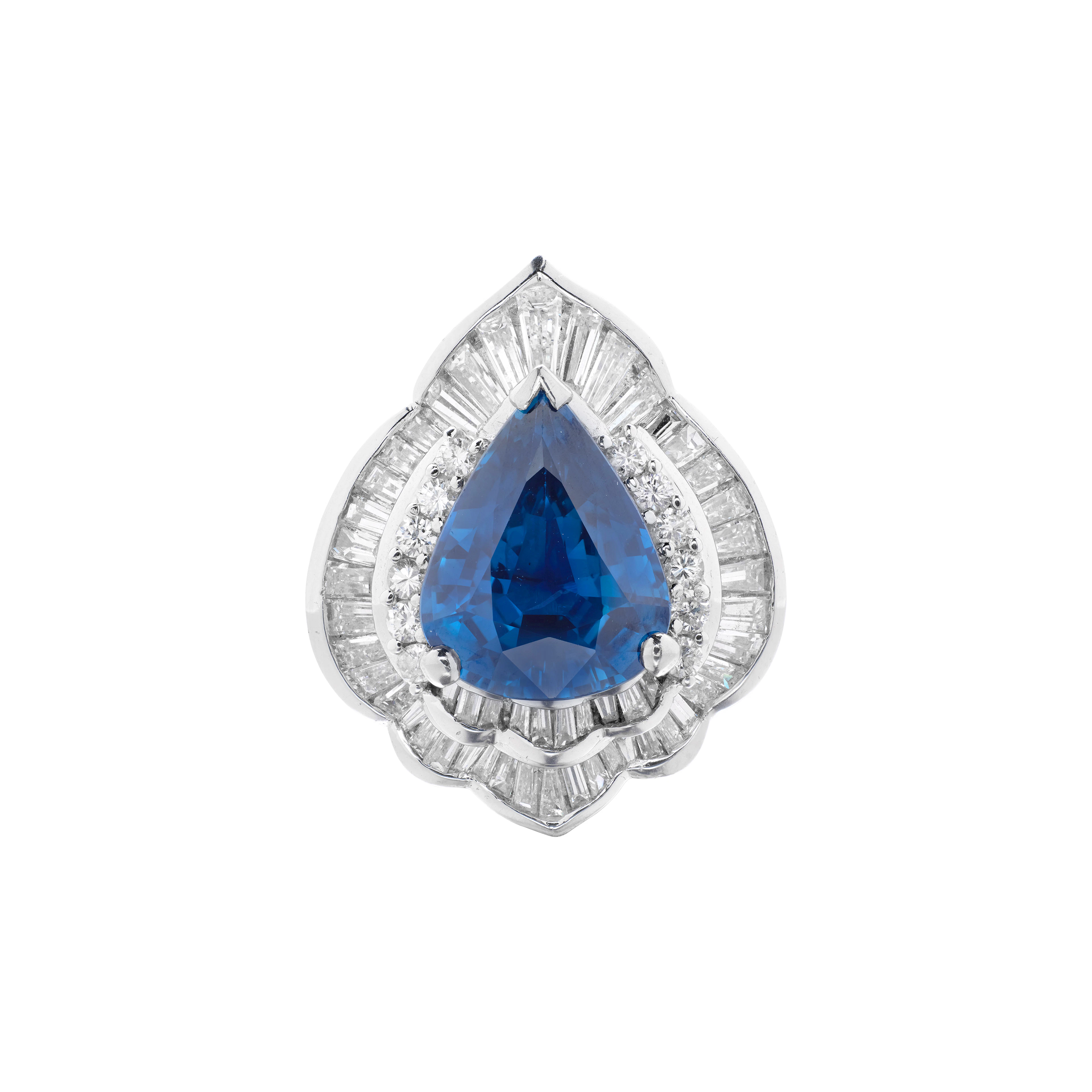 Platinum, 7.05ct African Sapphire and Diamond Convertible Ring
