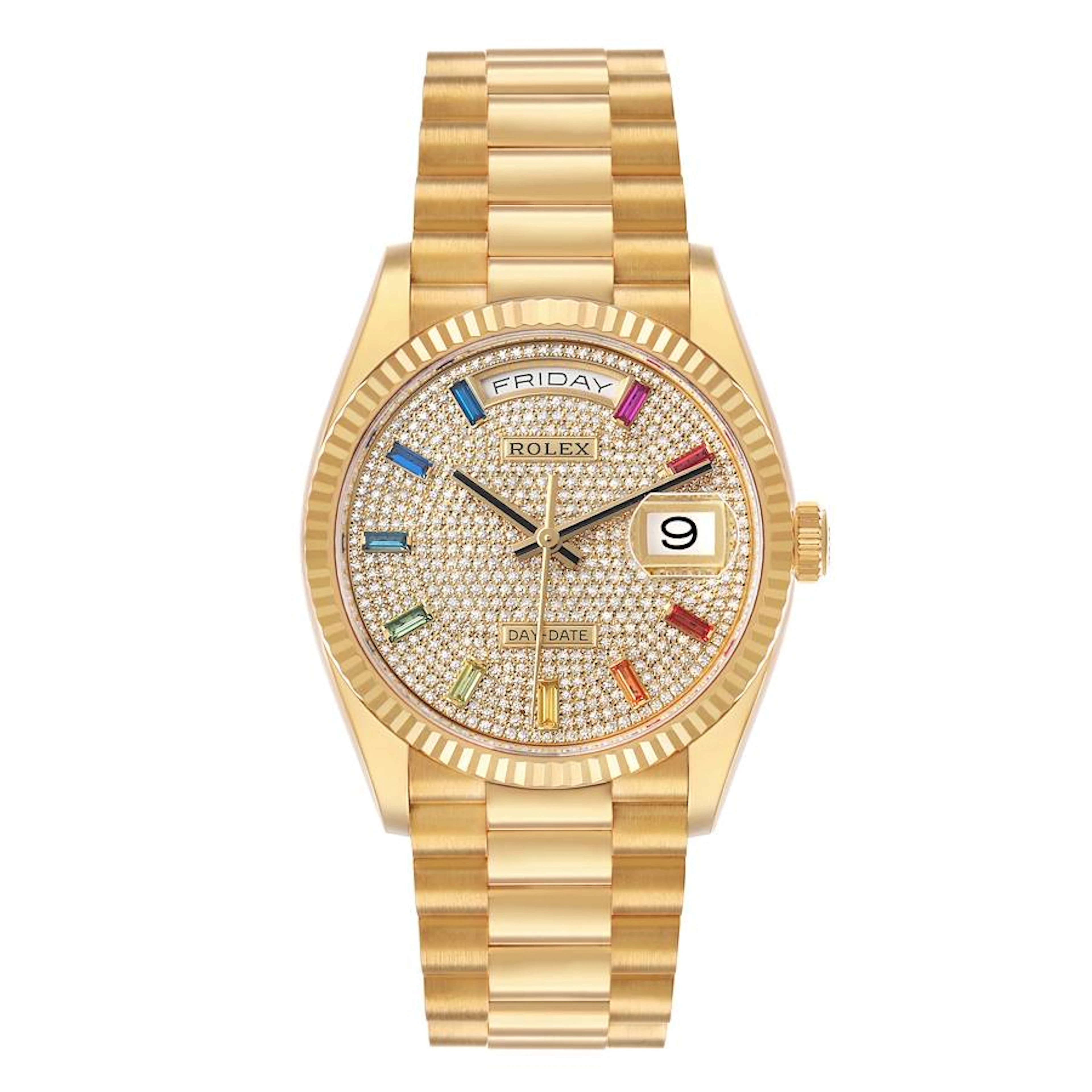 President Day-Date 'Pave Rainbow' (Reference 128238). A 36mm yellow