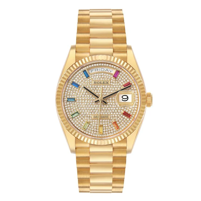President Day-Date 'Pave Rainbow' (Reference 128238). A 36mm yellow