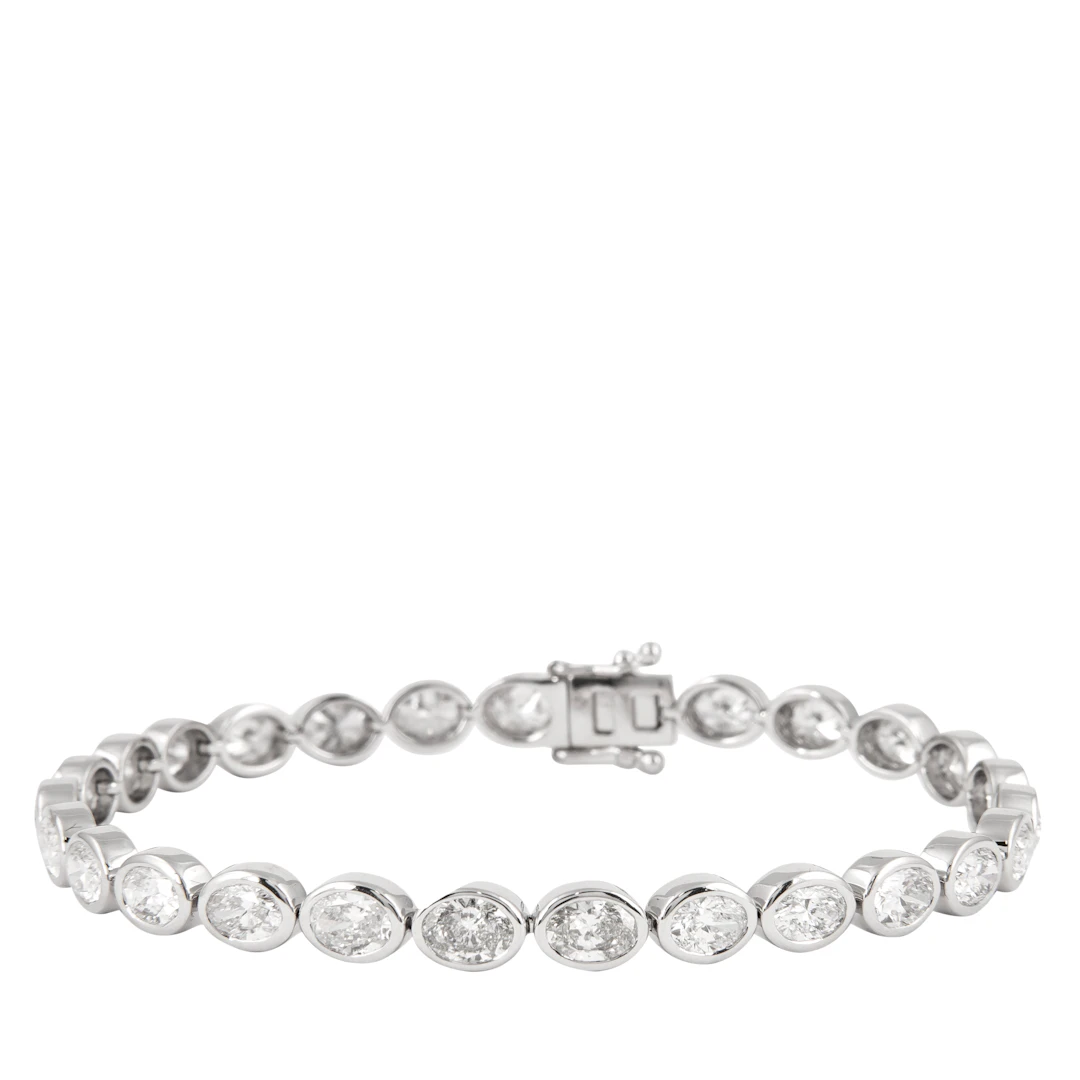 White Gold and 8.45ct Oval Cut Diamond Line Bracelet