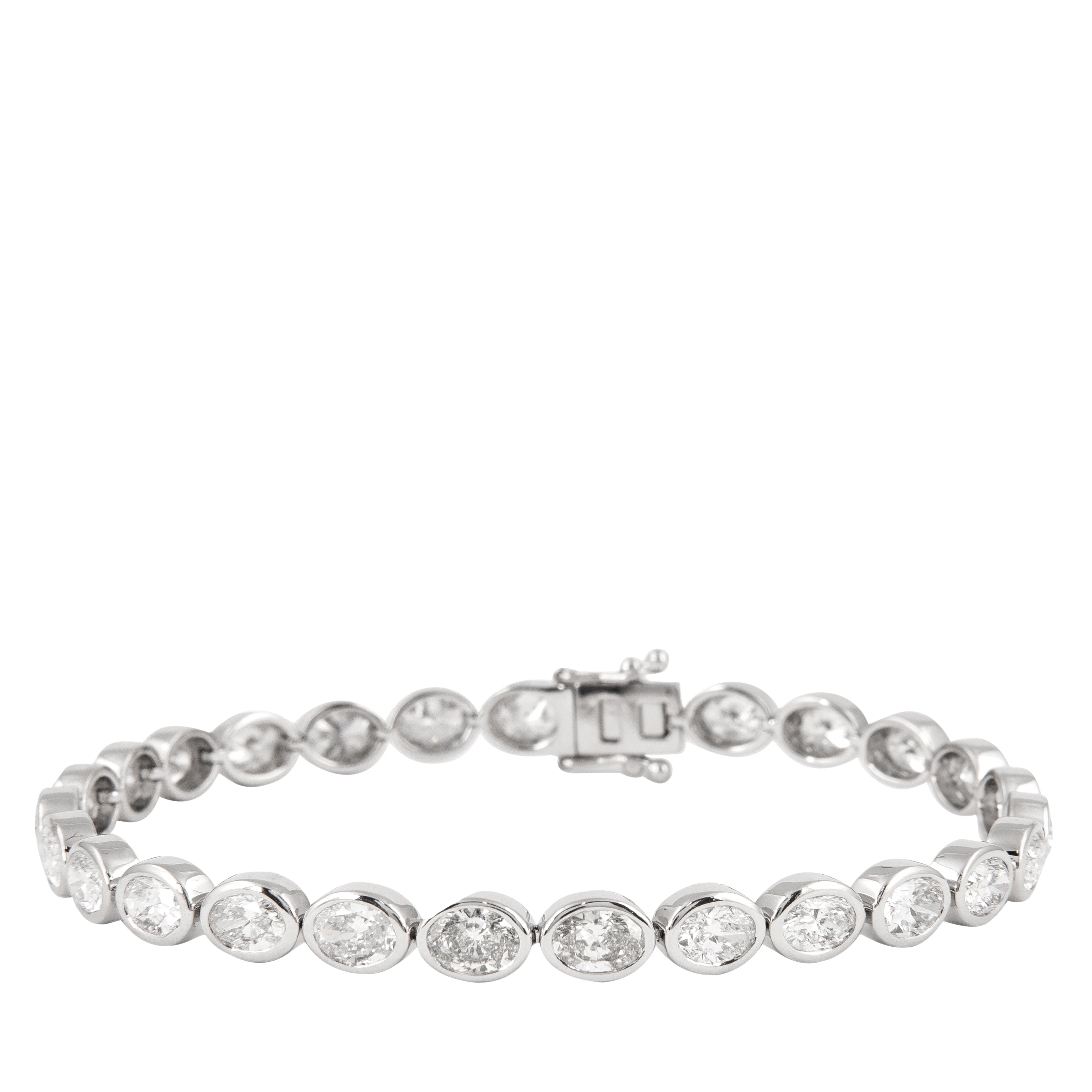White Gold and 8.45ct Oval Cut Diamond Line Bracelet