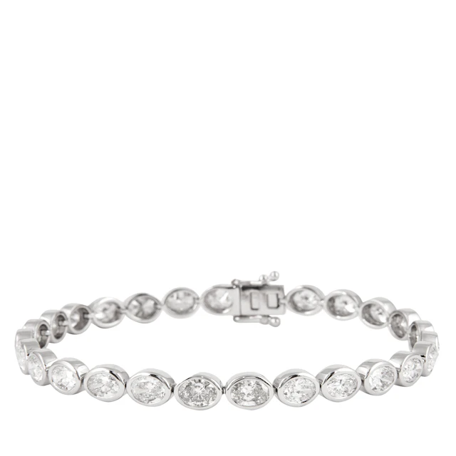 White Gold and 8.45ct Oval Cut Diamond Line Bracelet