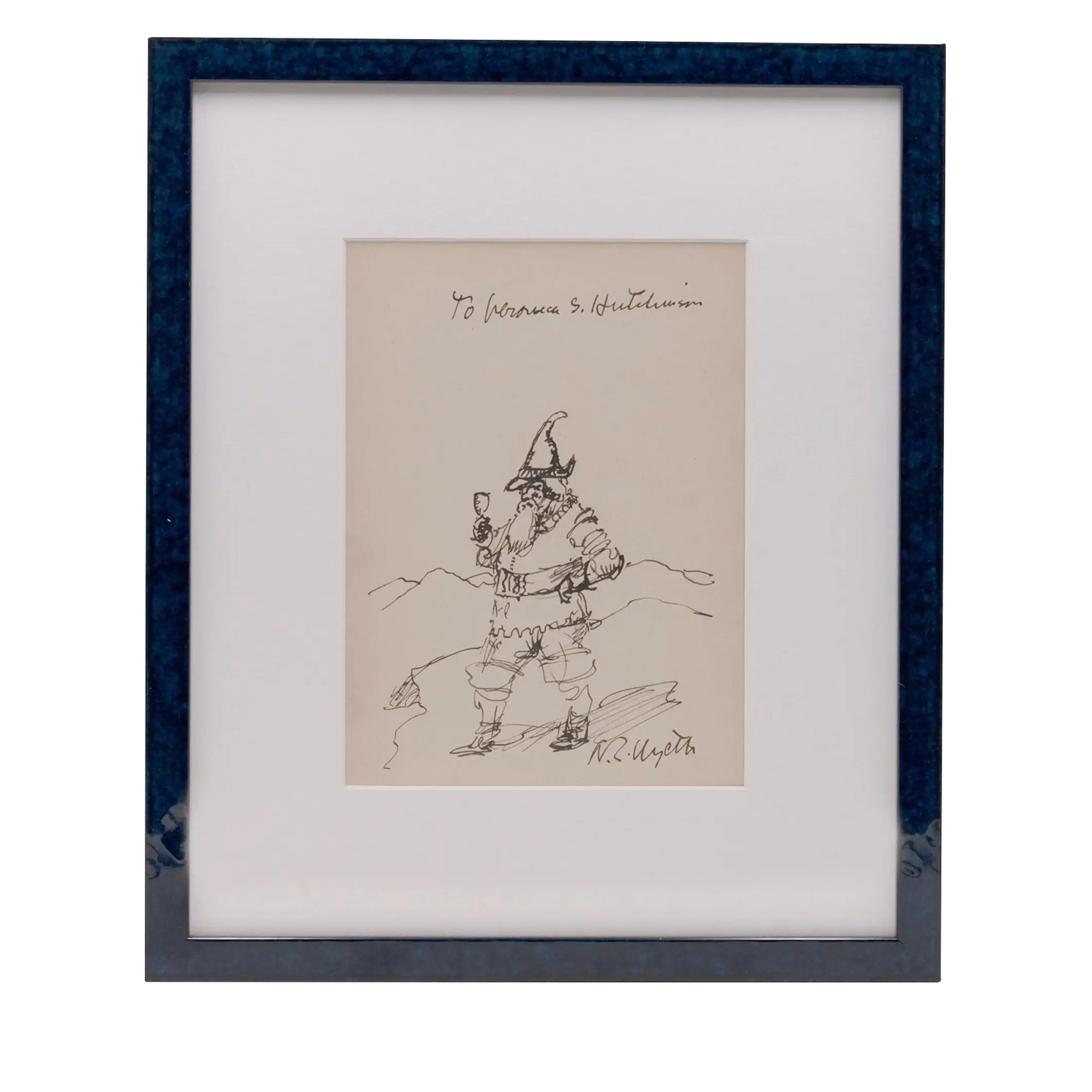 Ink drawing of Rip Van Winkle