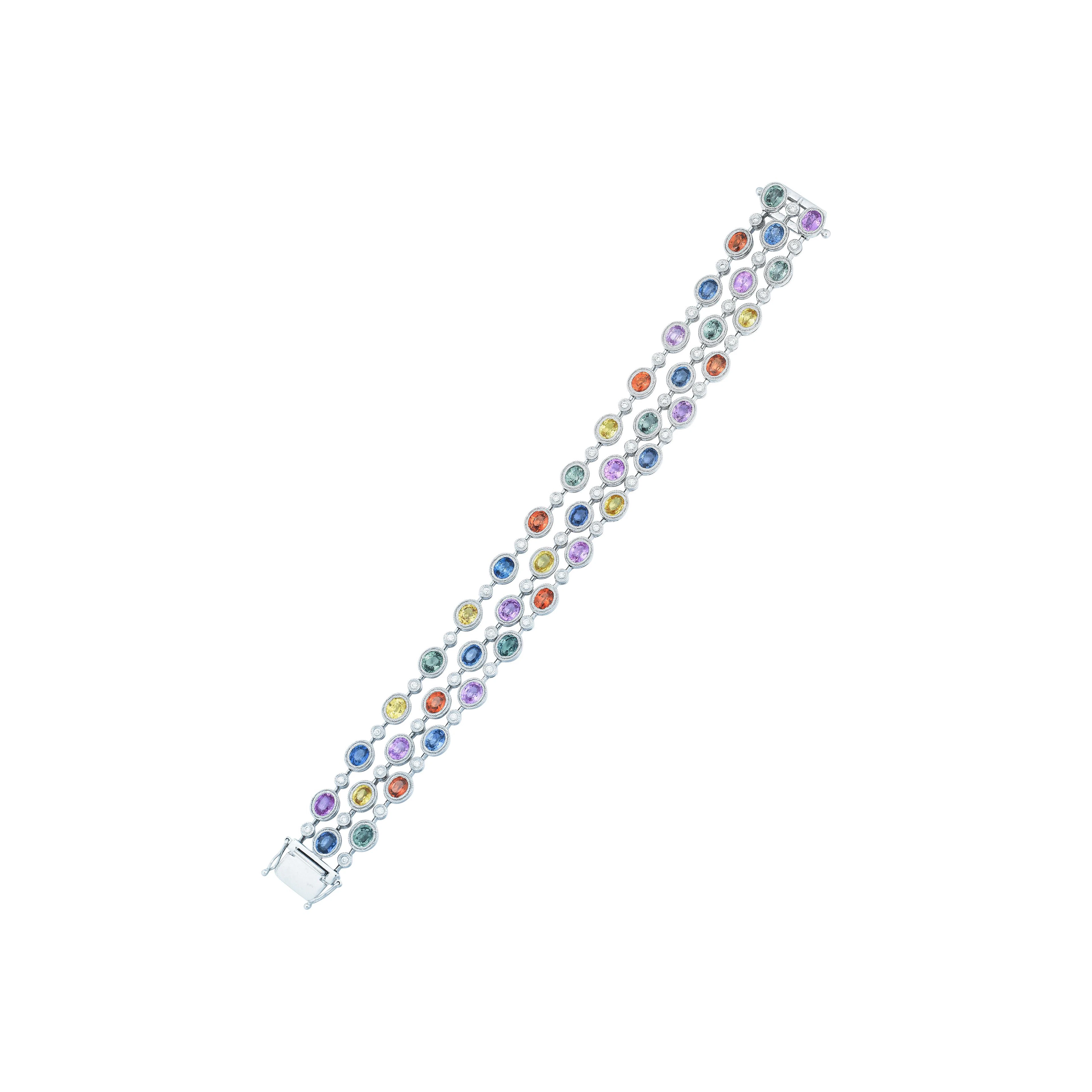 Bracelet saphirs multicolores et diamants | Multicolored sapphire
