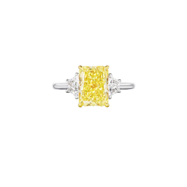 Platinum, Gold, 3.02ct Radiant Cut Fancy Yellow Diamond and Diamond