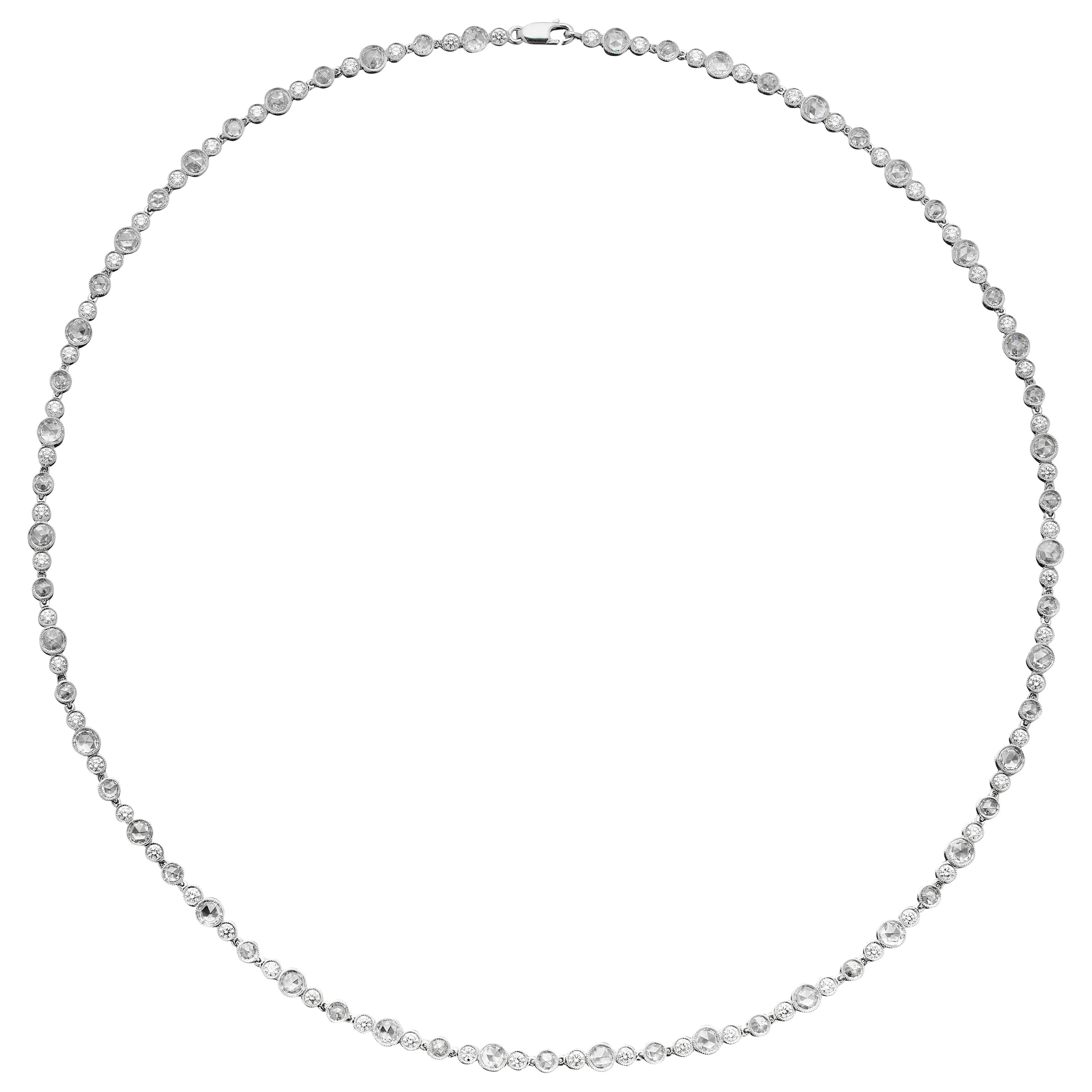 Platinum and 5.40ctw Rose Cut and Round Brilliant Cut Diamond Tiffany