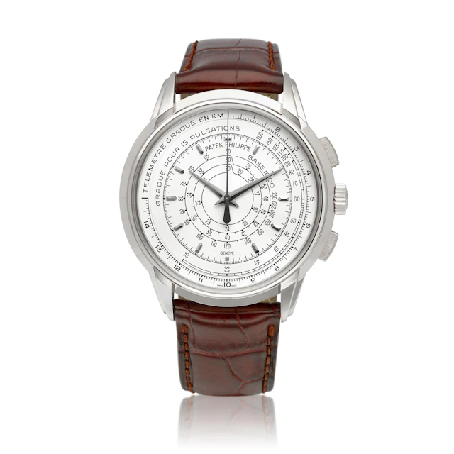 (Reference 5975). A 40mm limited edition white gold multi-scale chronograph