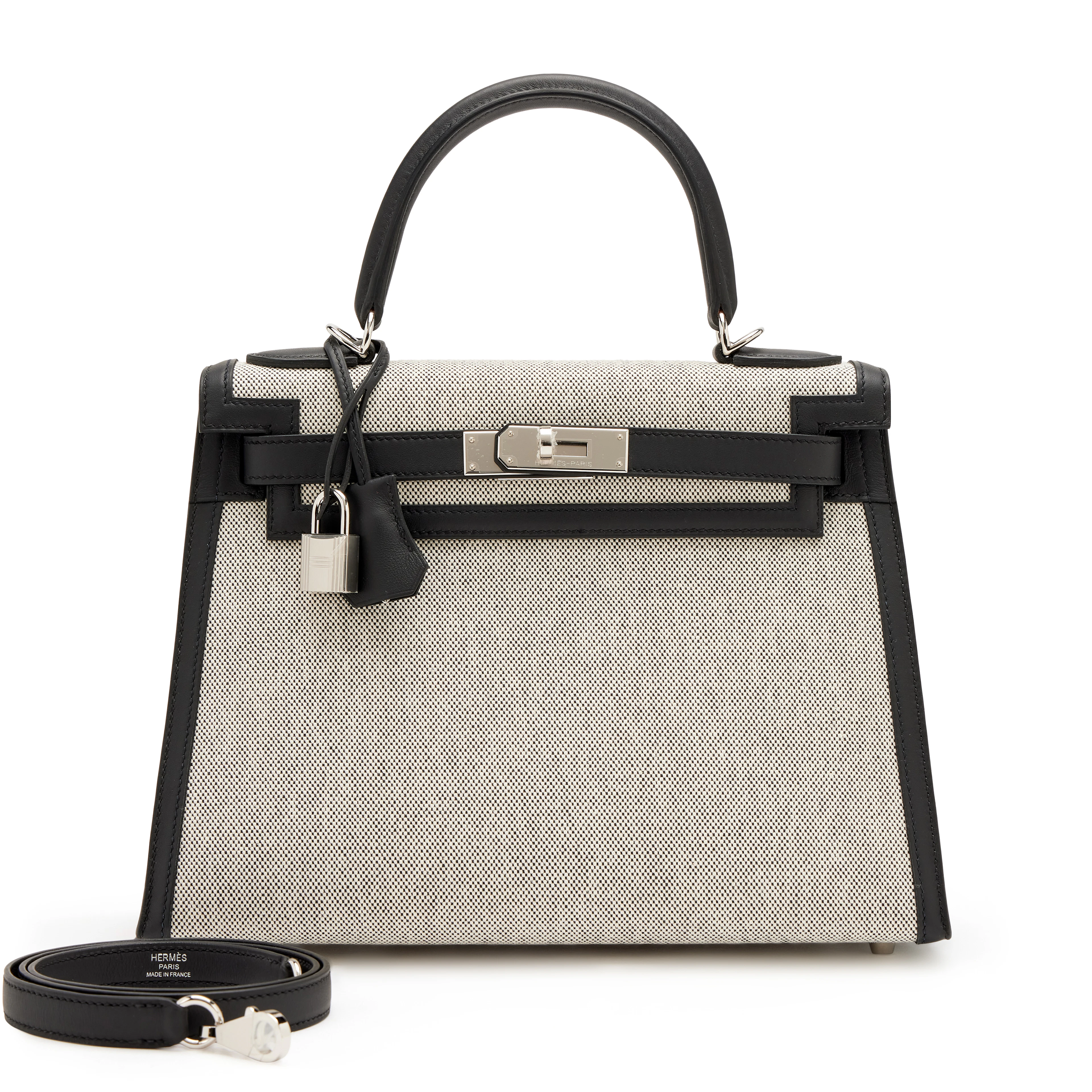 Black Swift and Ecru-Black Toile Sellier Kelly 28 Palladium Hardware, 2025