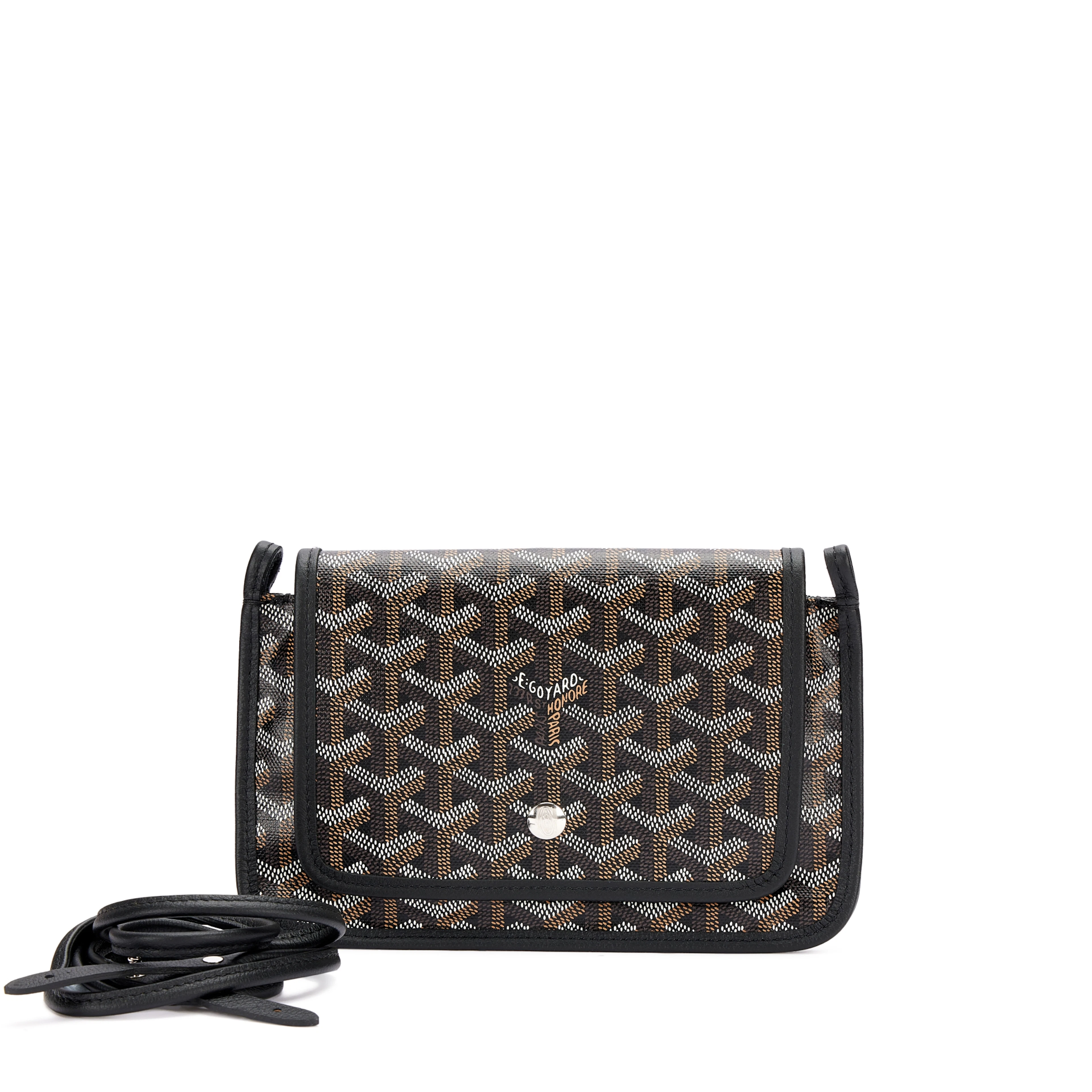Black Goyardine Canvas and Chevroches Calfskin Plumet Pocket Wallet