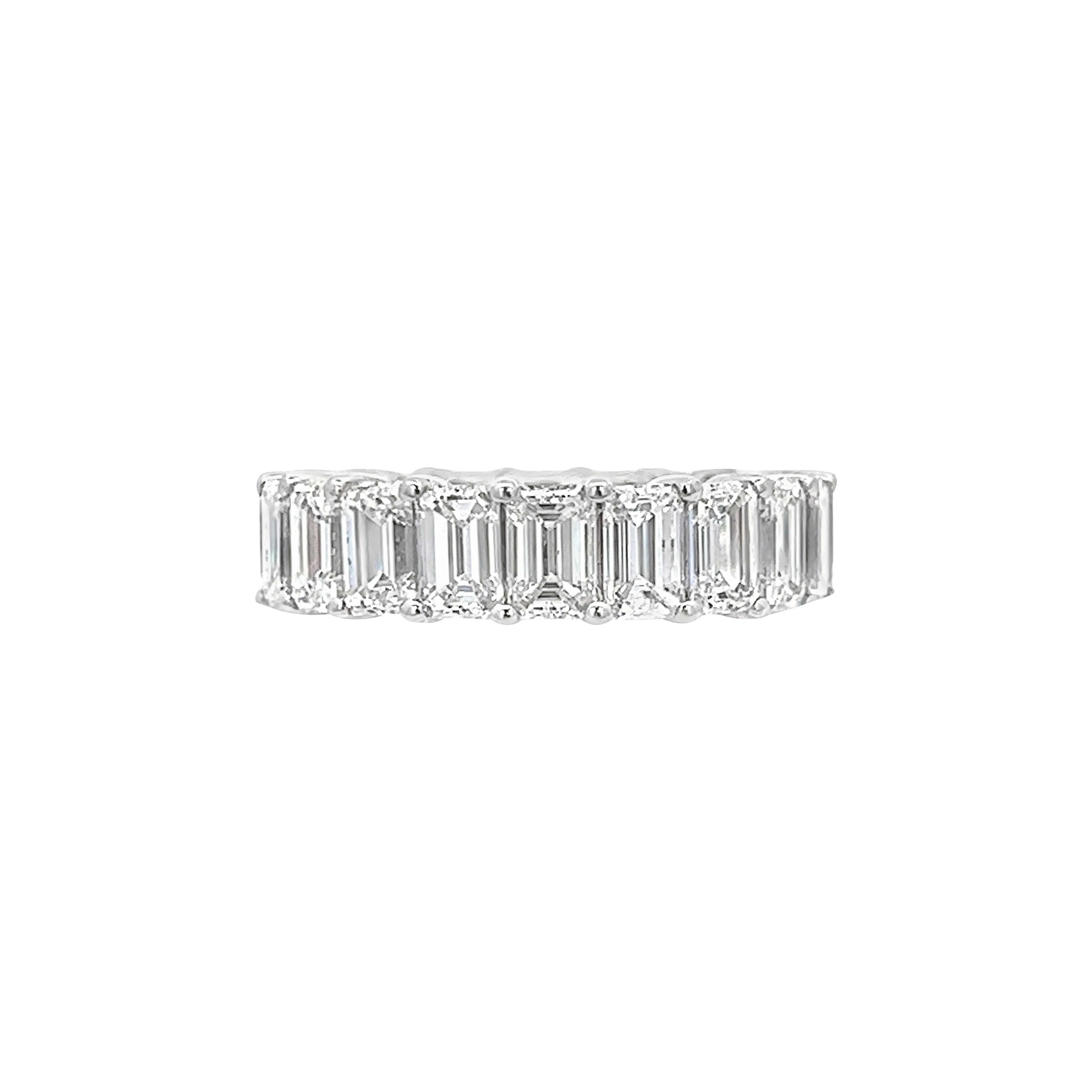 White Gold and 6.25ctw Emerald Cut Diamond Eternity Band Ring