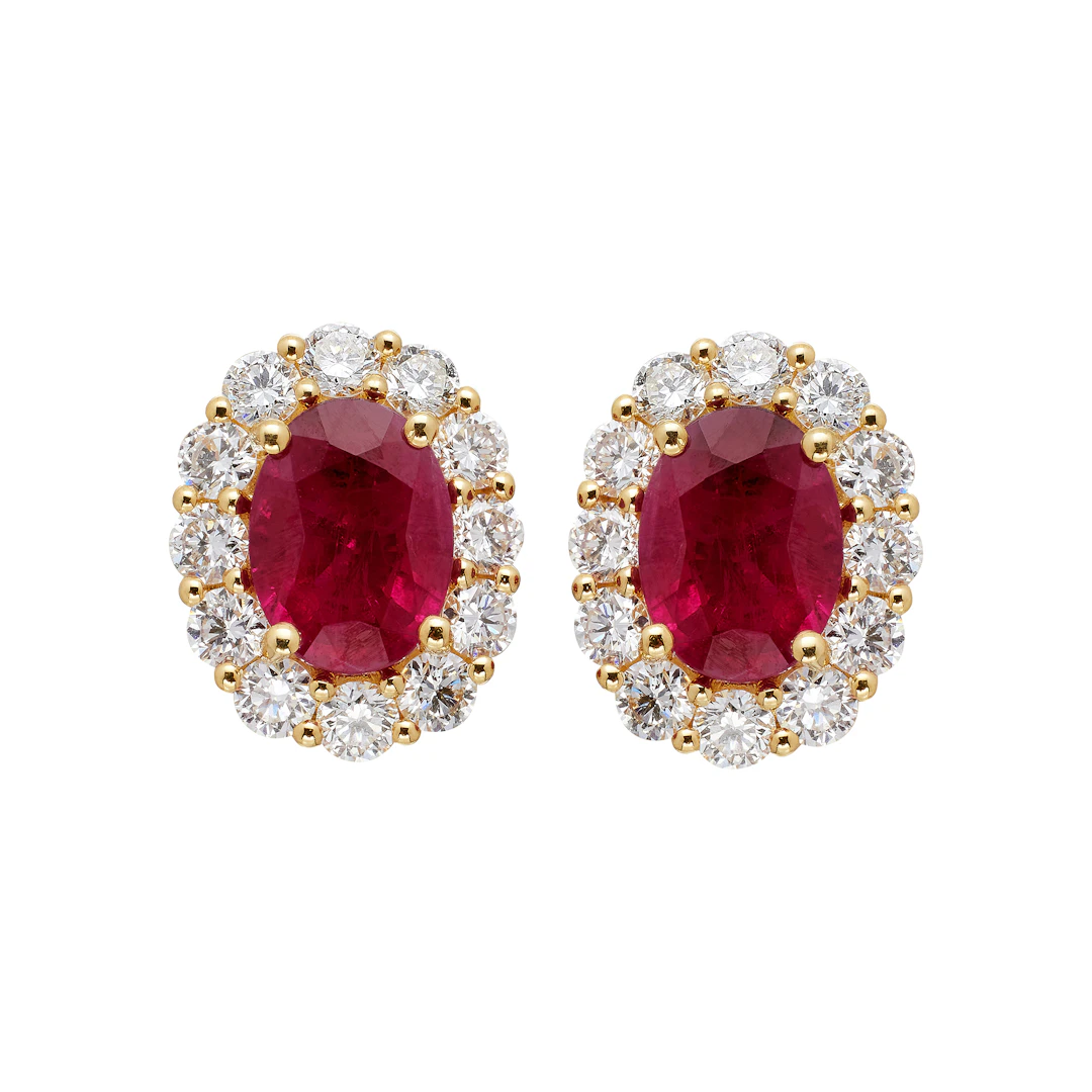 Gold, 1.70ctw Ruby and Diamond Stud Earrings