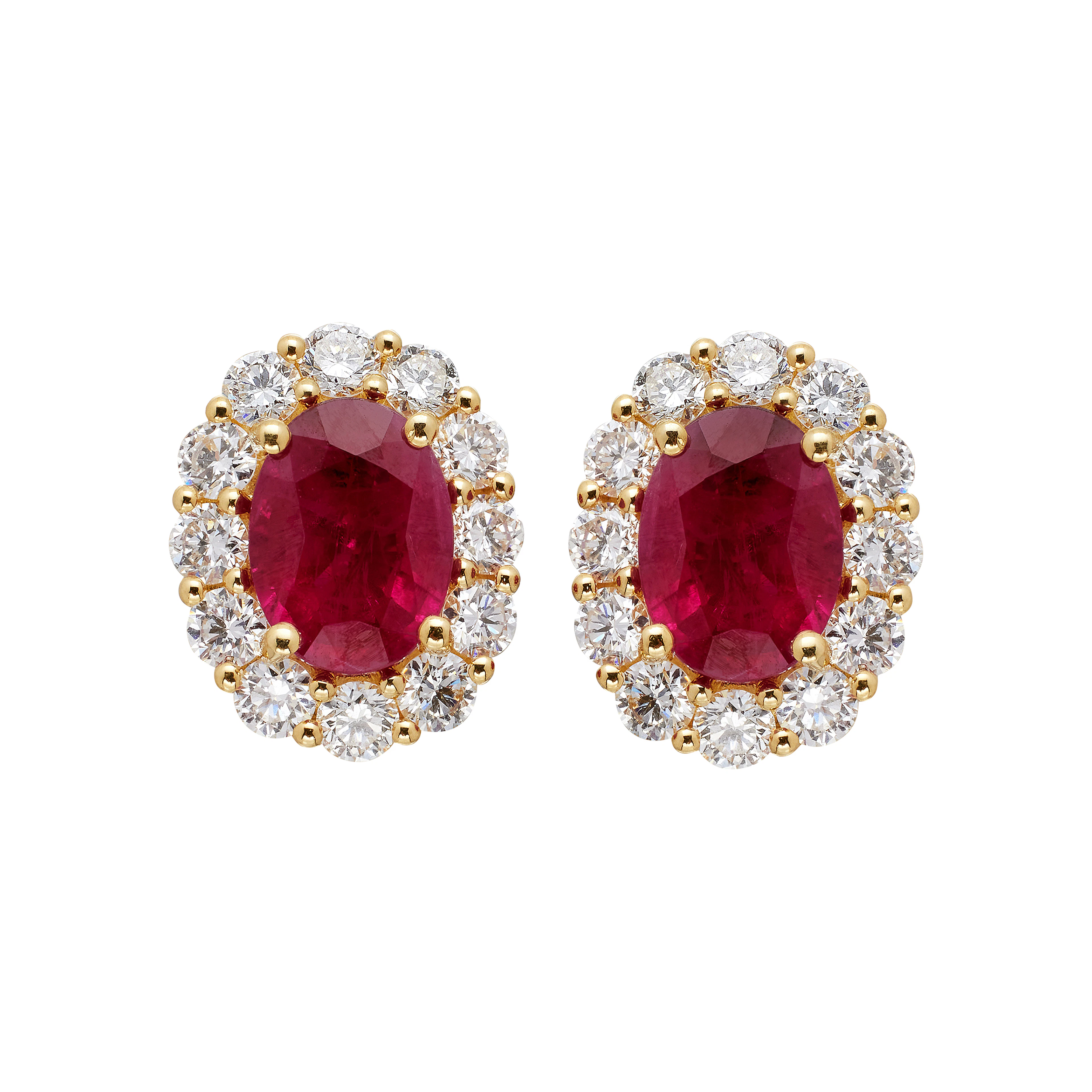 Gold, 1.70ctw Ruby and Diamond Stud Earrings