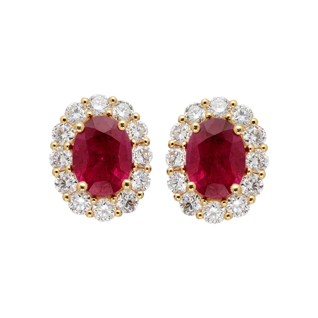 Gold, 1.70ctw Ruby and Diamond Stud Earrings