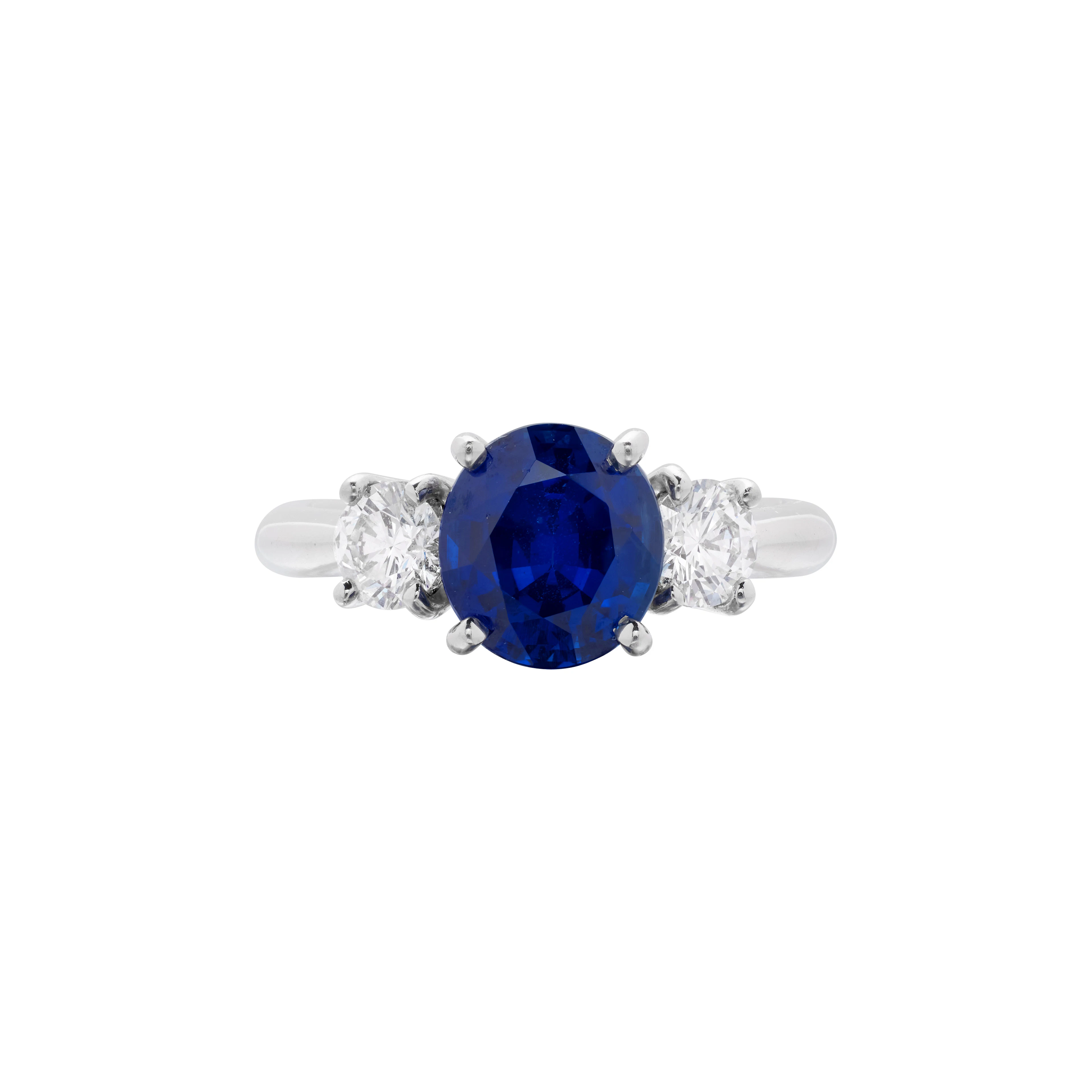 Platinum, 2.55ct Ceylon Sapphire and Diamond Ring