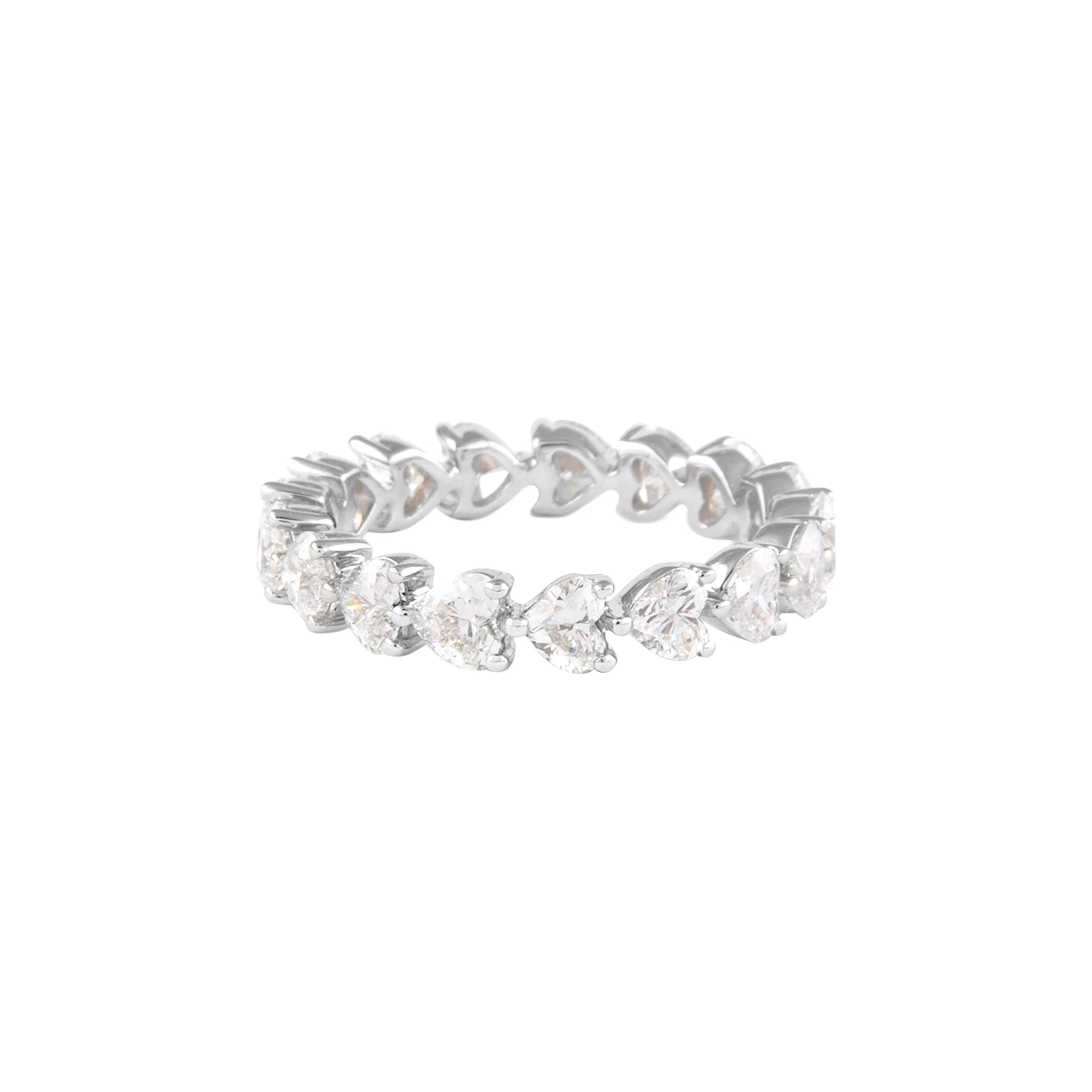 White Gold and 2.50ctw Heart Shape Diamond Eternity Band Ring