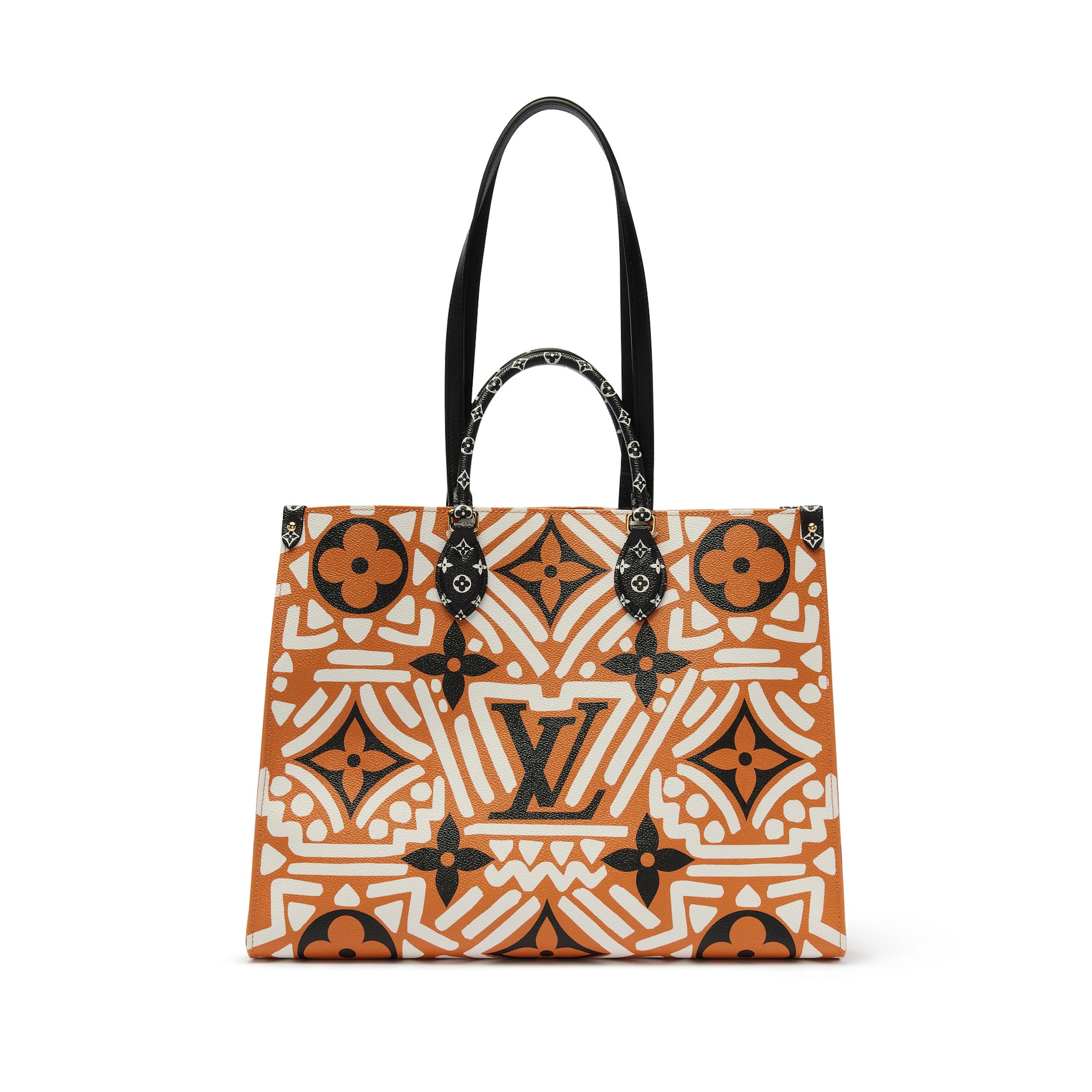 Caramel, Black, and White Giant Monogram Crafty Coated Canvas OnTheGo