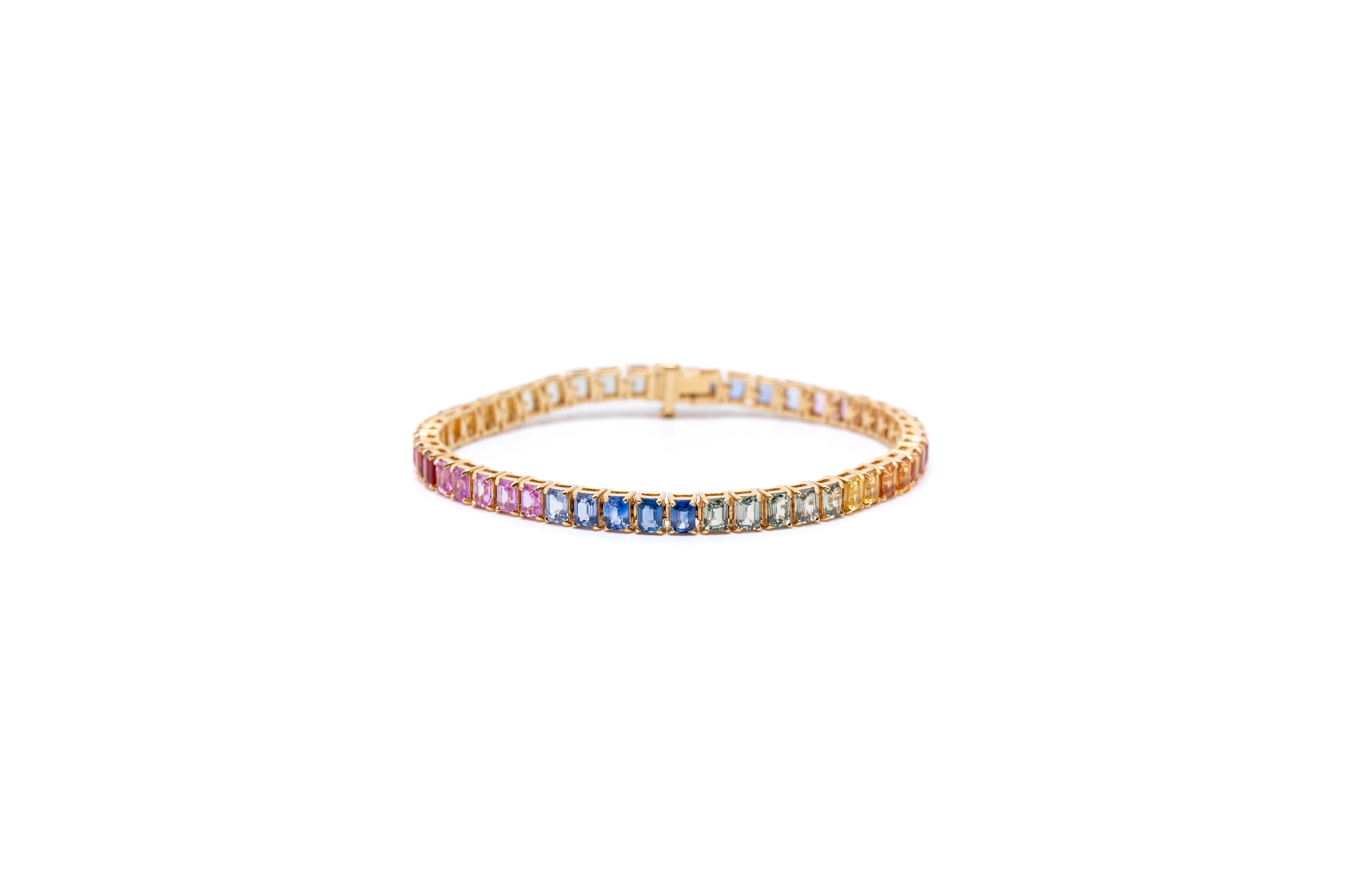 Step-Cut Rainbow Sapphire Bracelet