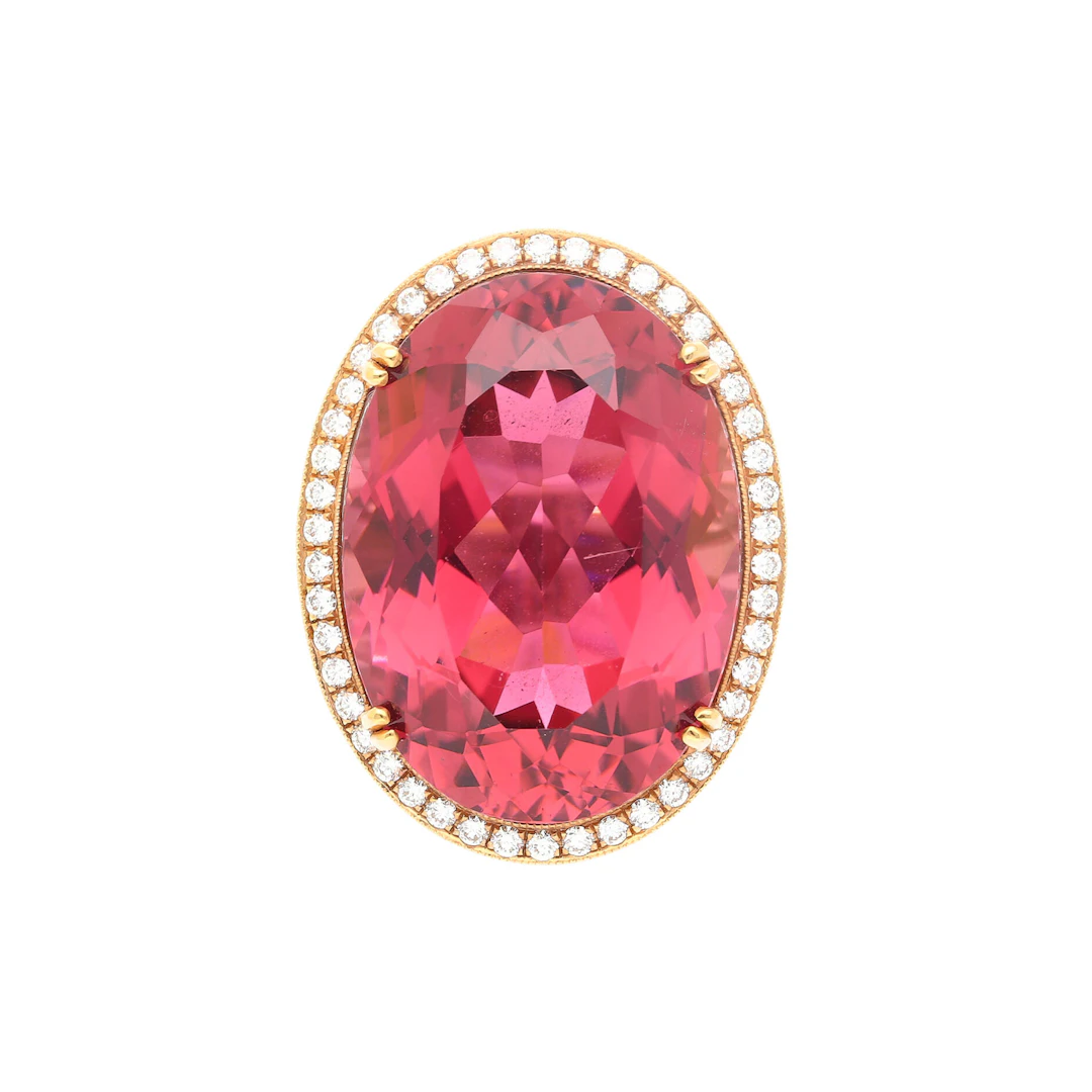Gold, White Gold, 28.29ct Tourmaline and Diamond Ring