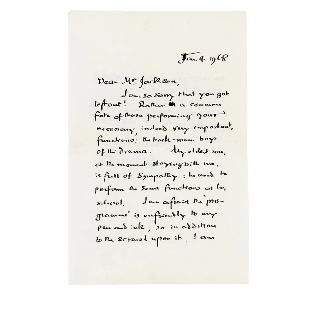 Handwritten Letter From J.R.R. Tolkien