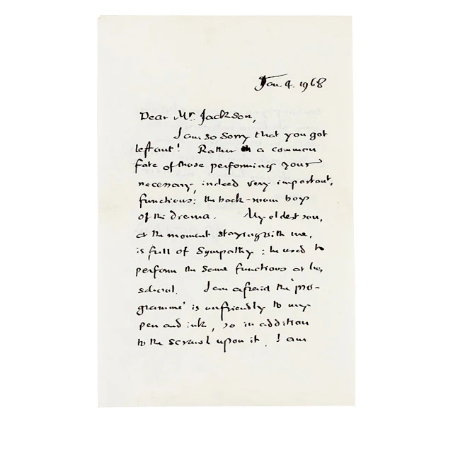 Handwritten Letter From J.R.R. Tolkien