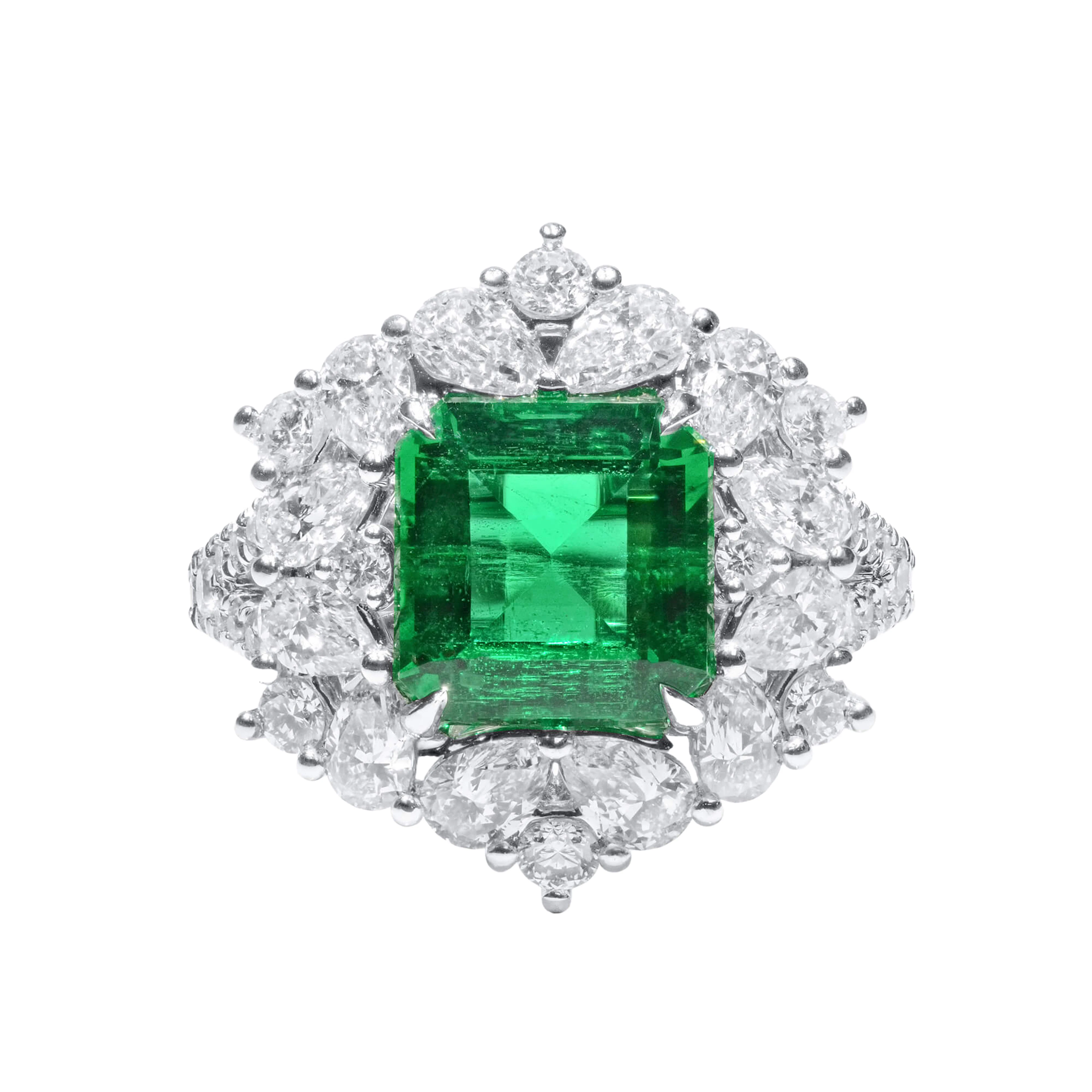 White Gold, 2.64ct Zambian Emerald and Diamond Ring
