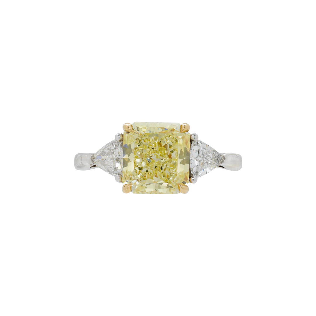 White Gold, Gold, 2.62ct Radiant Cut Fancy Yellow Diamond and Diamond