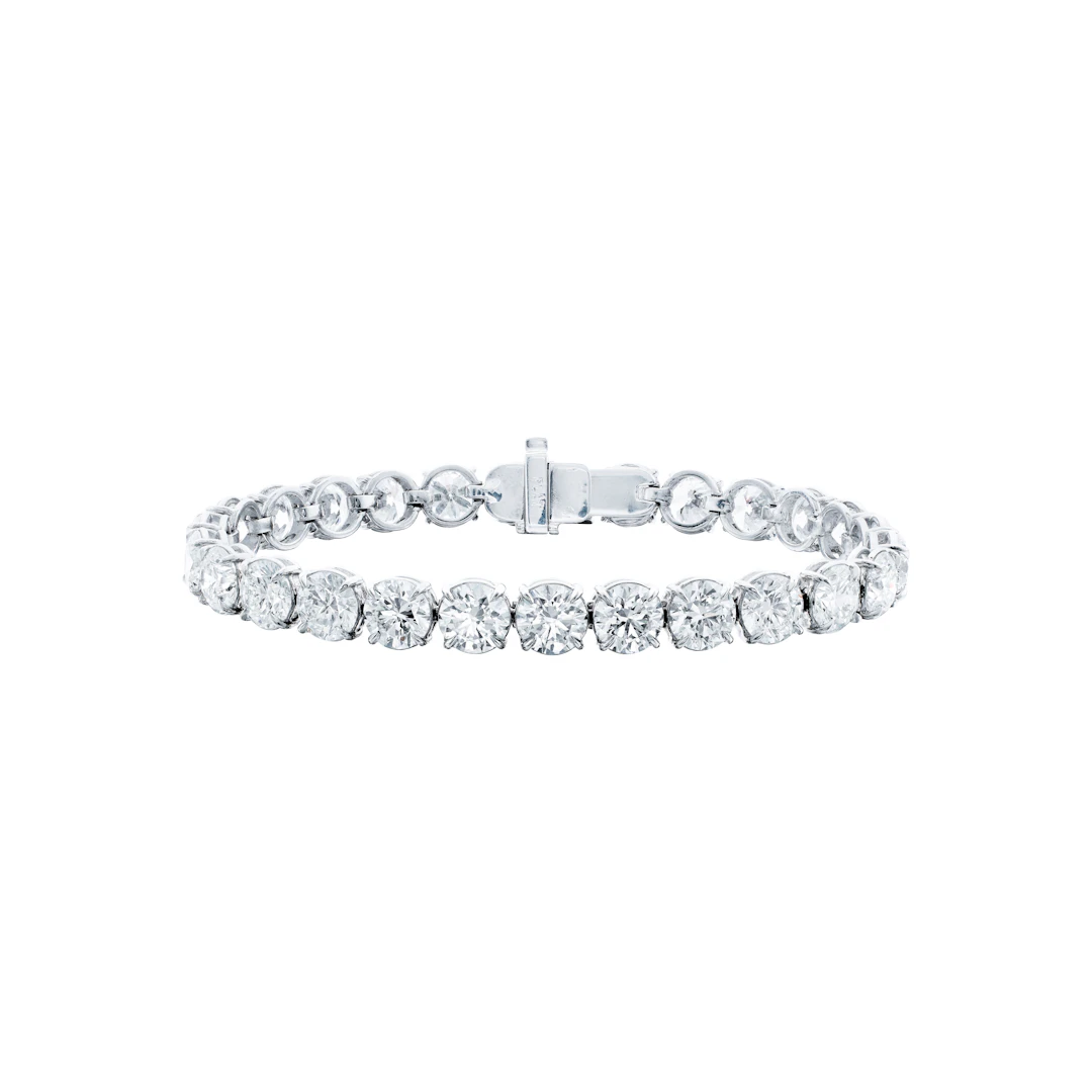 Platinum and 26.13ctw Round Diamond Tennis Bracelet