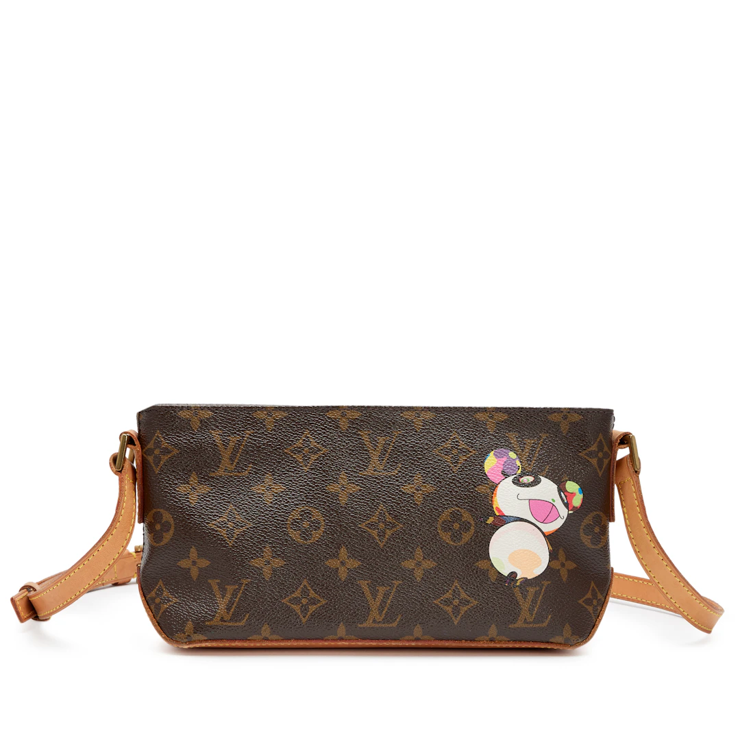 Takashi Murakami Brown Monogram Coated Canvas Panda Trotteur Bag Gold