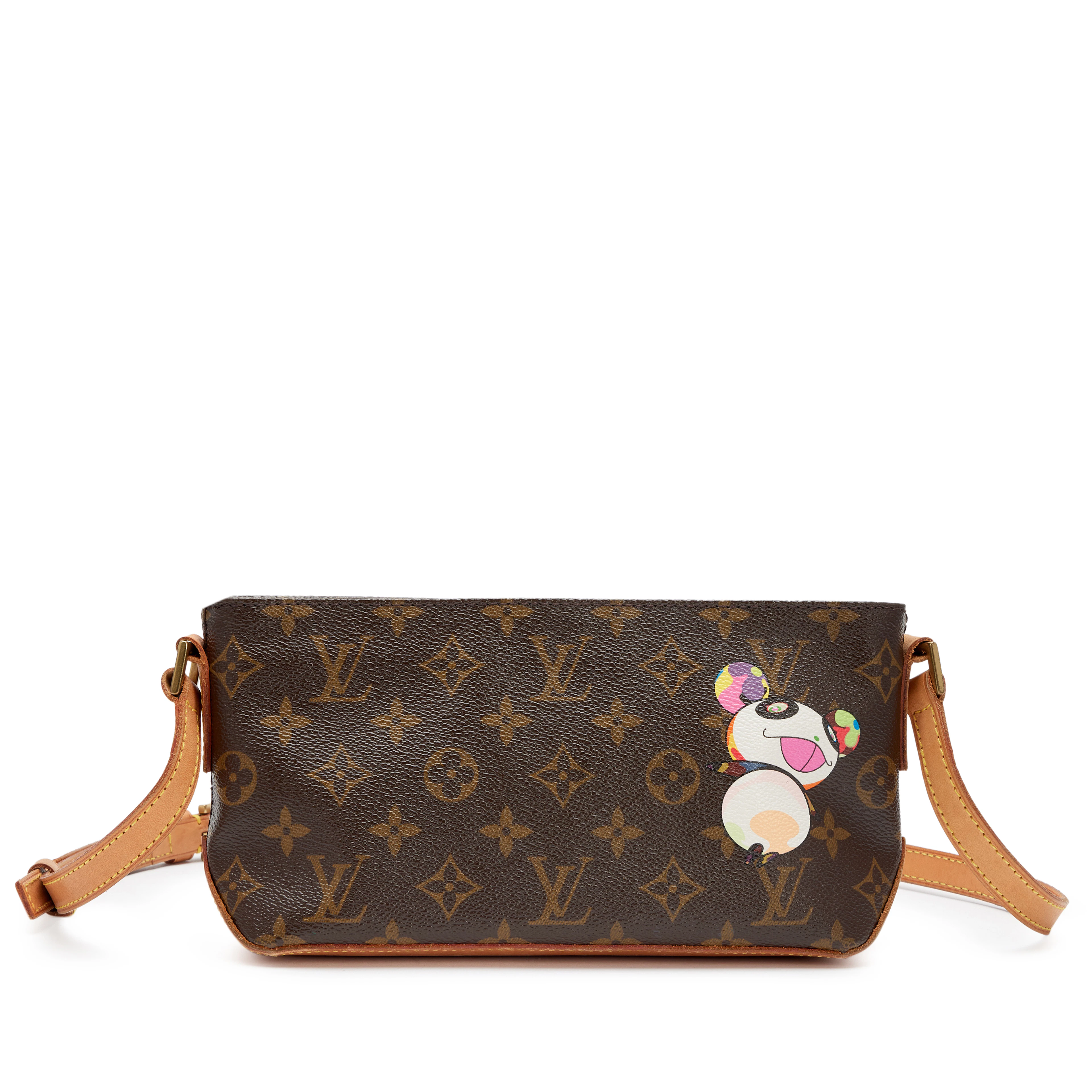 Takashi Murakami Brown Monogram Coated Canvas Panda Trotteur Bag Gold