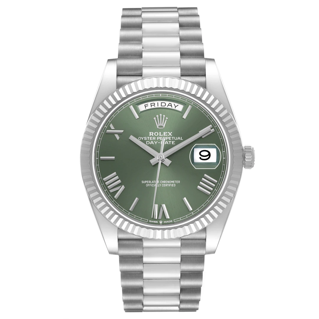 President Day-Date 'Olive' Dial (Reference 228239). A 40mm white gold