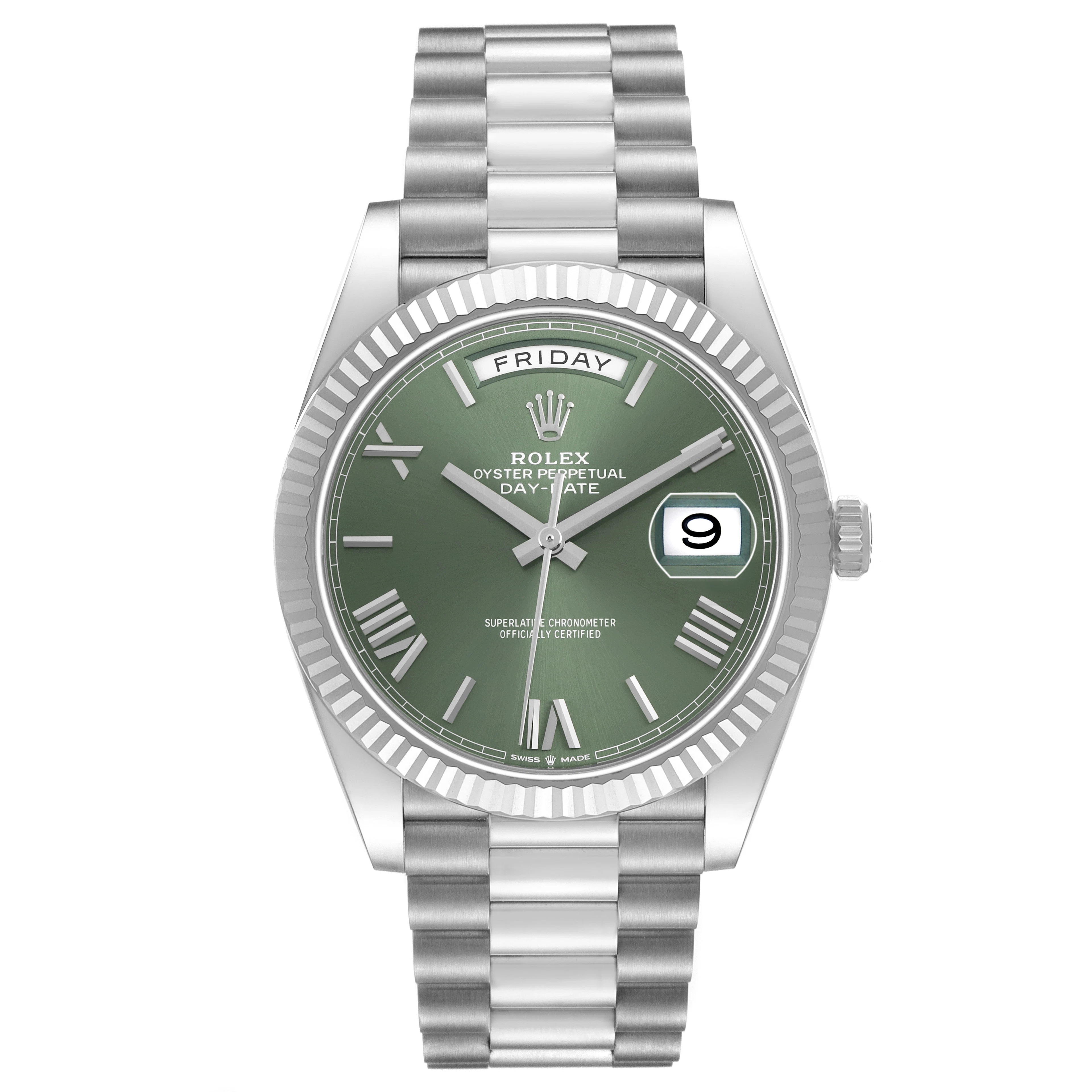 President Day-Date 'Olive' Dial (Reference 228239). A 40mm white gold