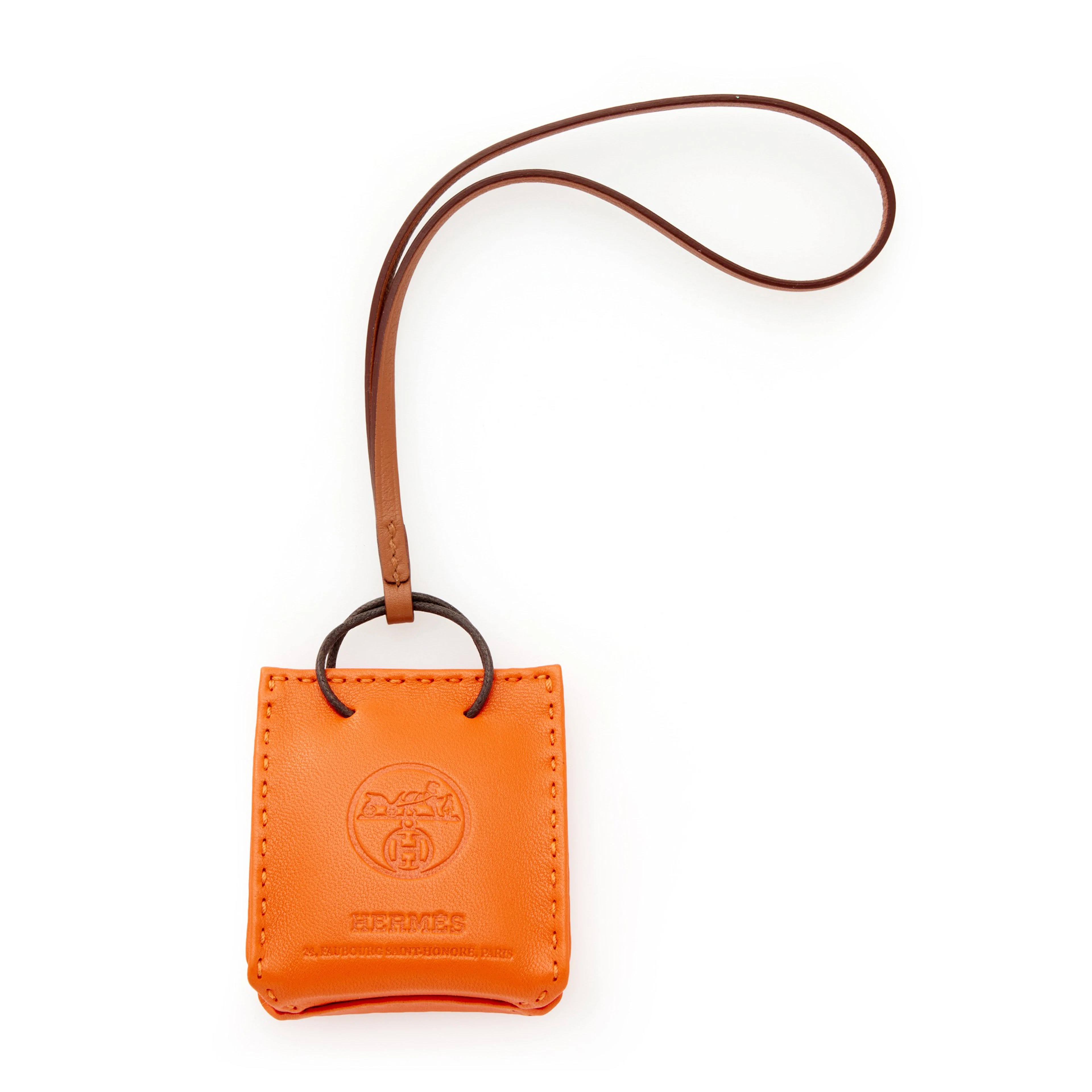 Feu Milo Lambskin and Gold Swift Orange Bag Charm