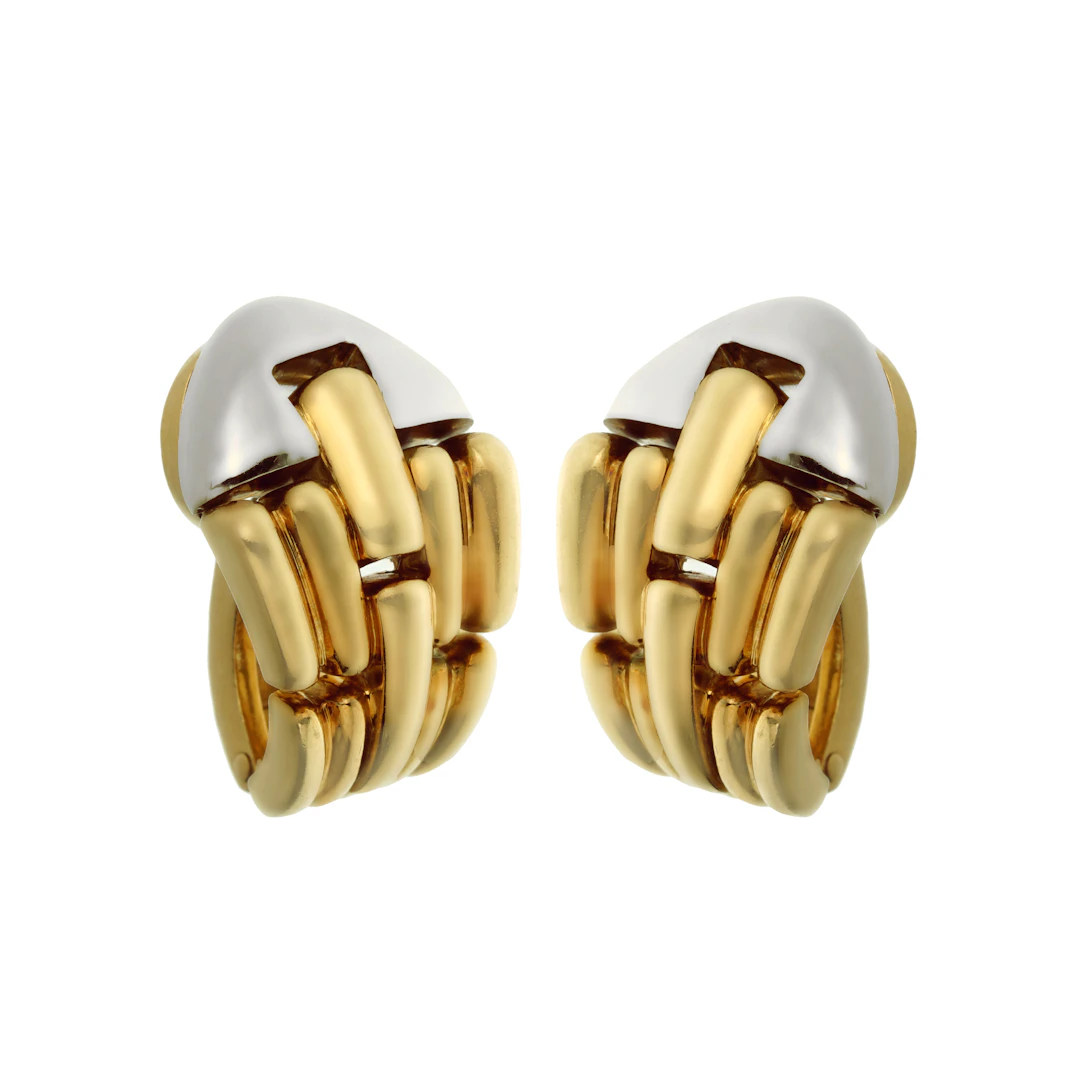 White Gold and Gold Two-Tone Earclips