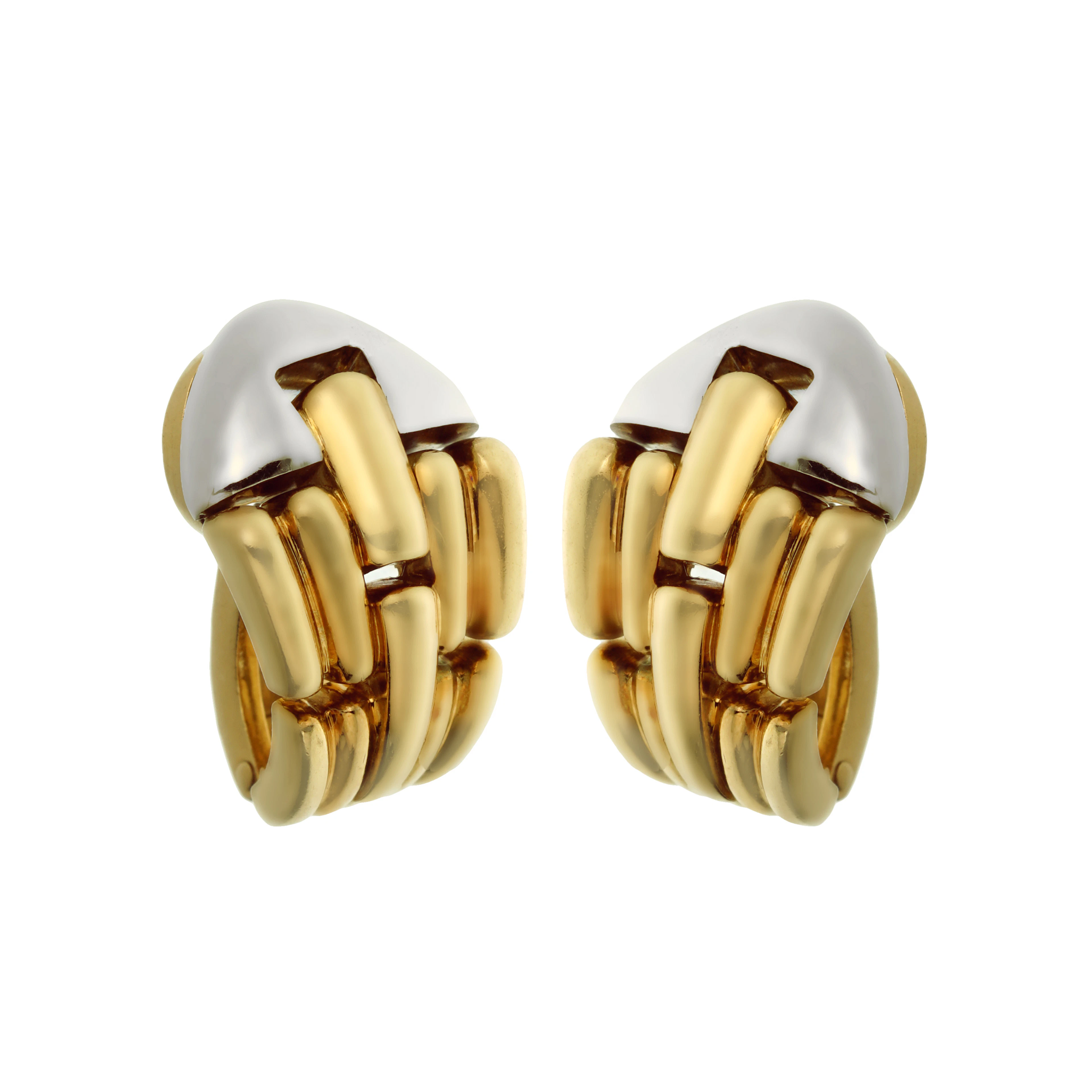 White Gold and Gold Two-Tone Earclips