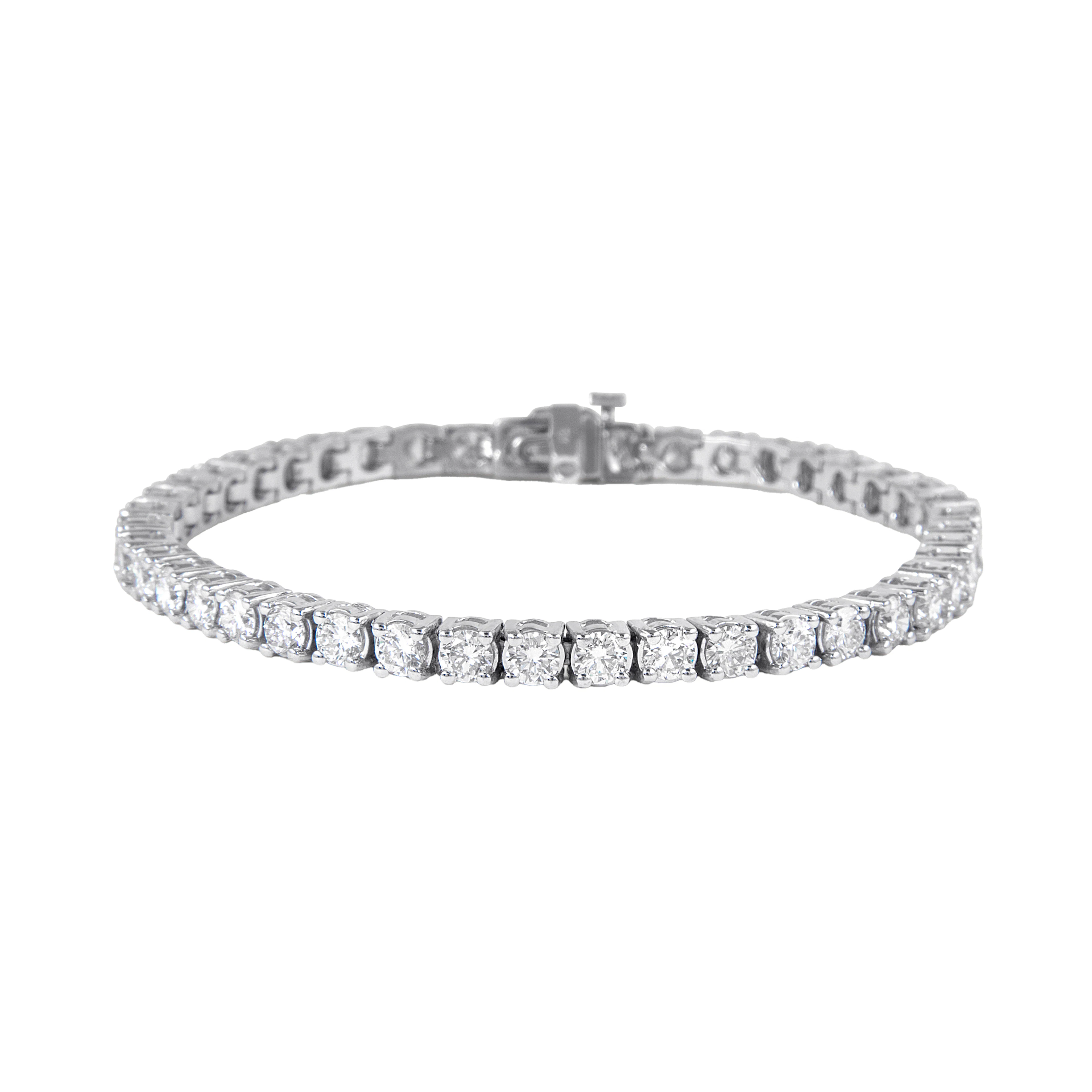 White Gold and 6.85ctw Round Brilliant Cut diamond Tennis Bracelet