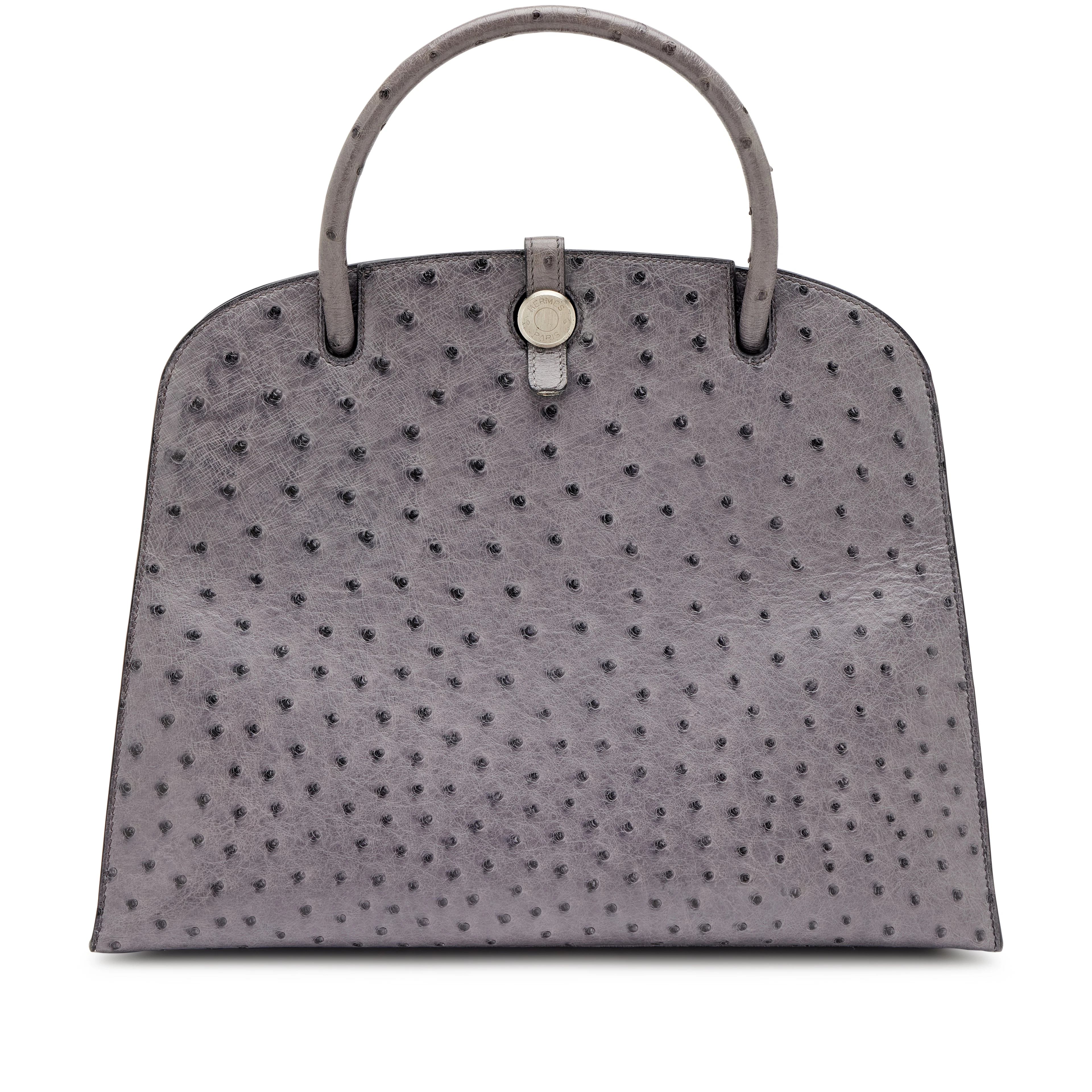 Vintage Gris Foncé Ostrich Dalvy 33 Bag Brushed Palladium Hardware, 1999