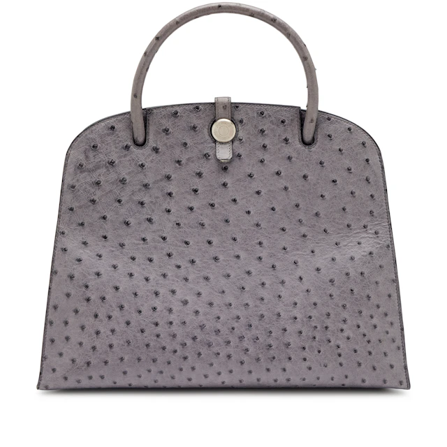 Vintage Gris Foncé Ostrich Dalvy 33 Bag Brushed Palladium Hardware, 1999