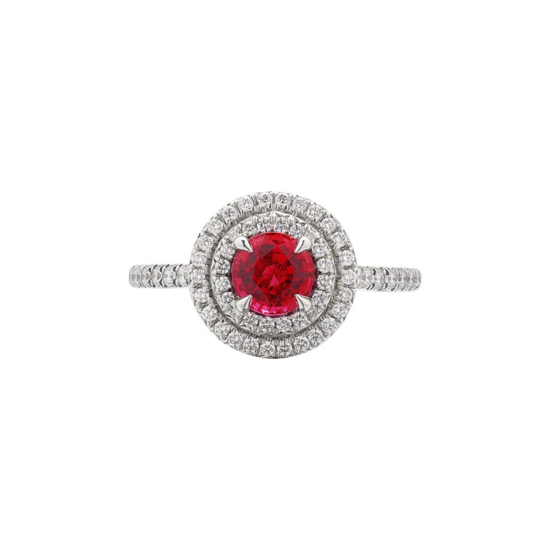 Platinum, 0.90ct Ruby and Diamond Soleste Engagement Ring