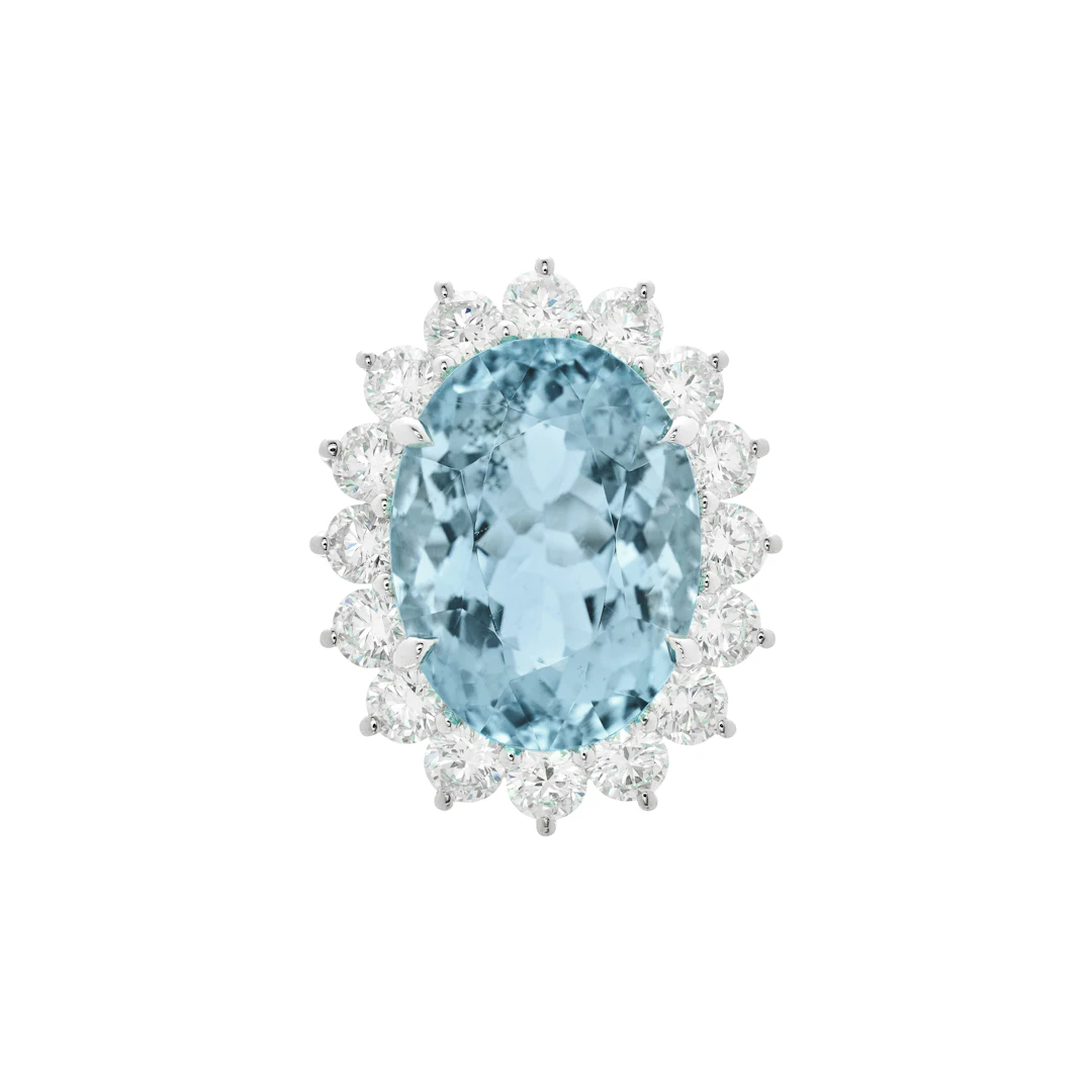 White Gold, 9.95ct Aquamarine and Diamond Ring