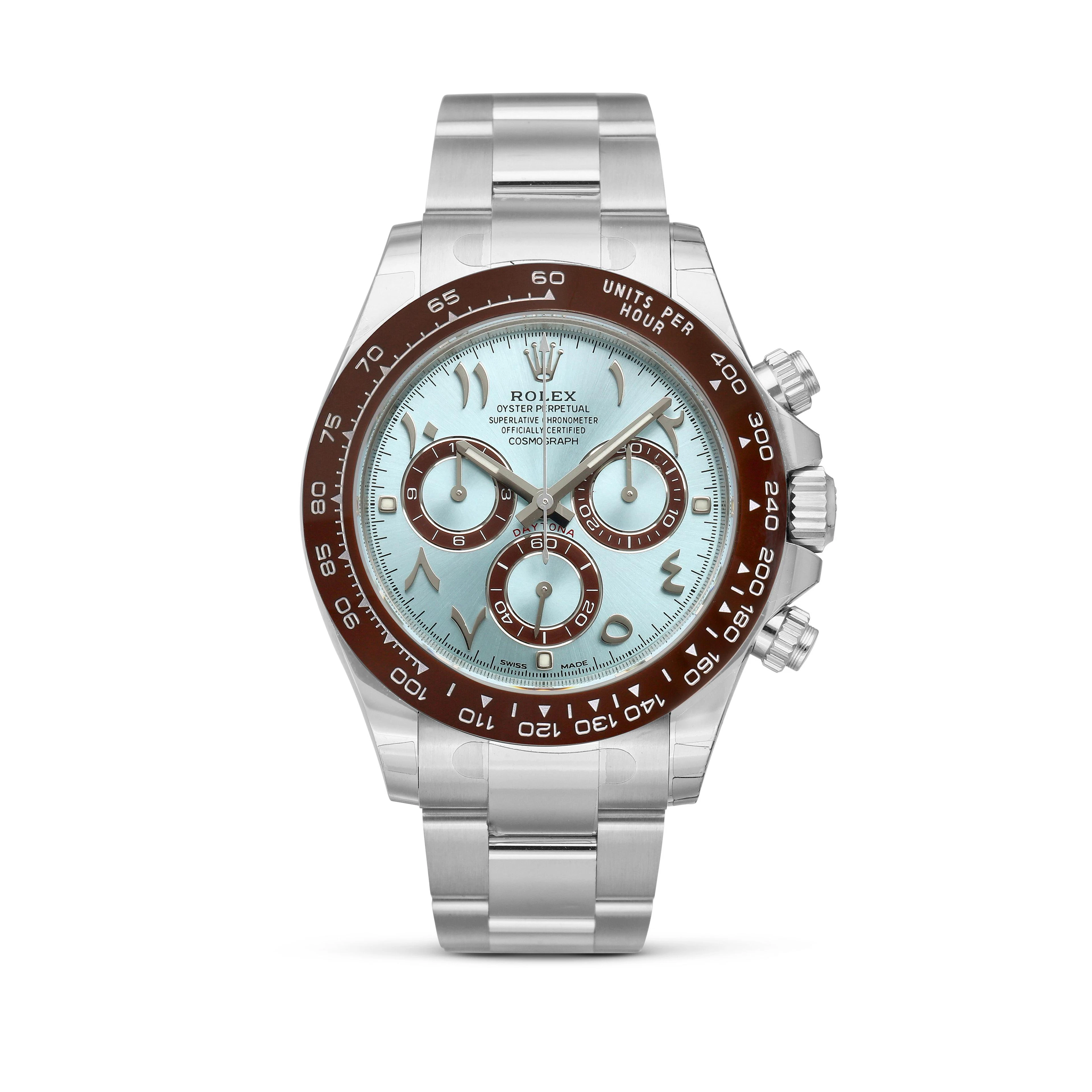 Cosmograph Daytona (Reference 116506). A platinum chronograph automatic