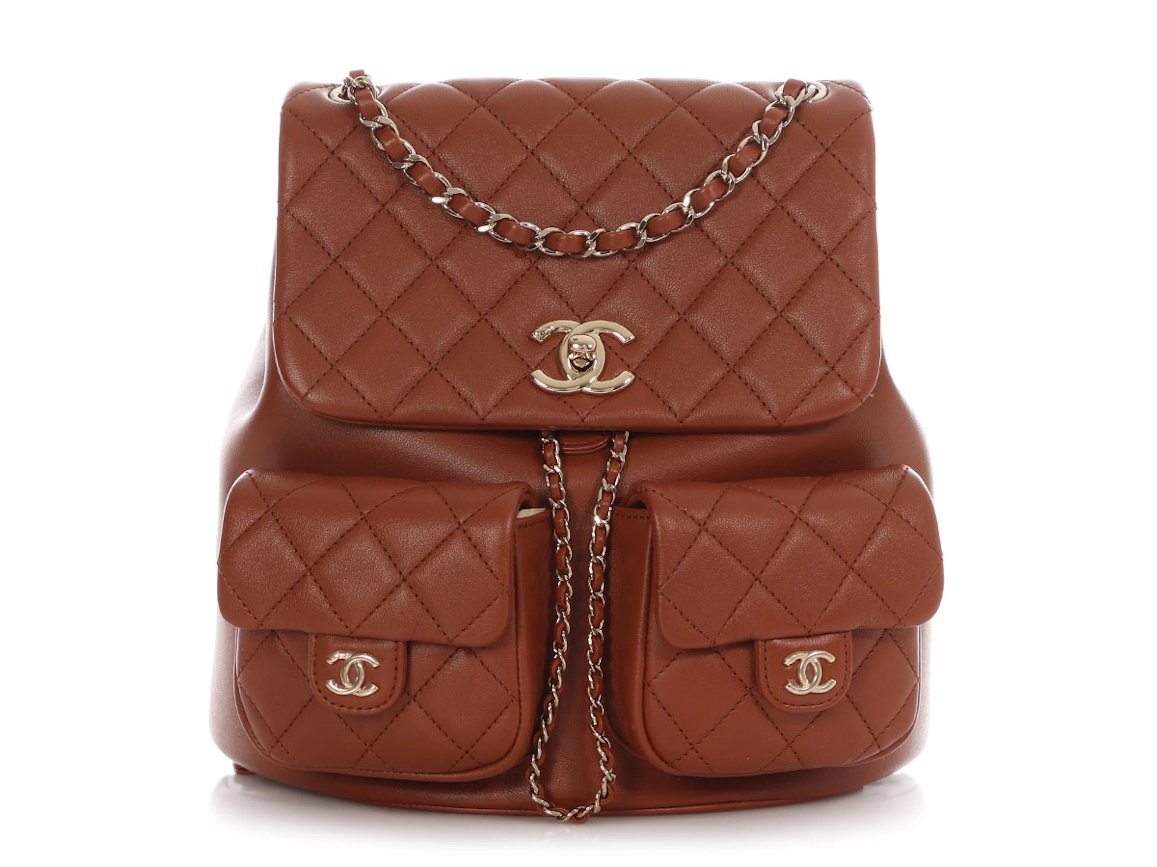Light Brown Quilted Grained Calfskin Medium Duma Backpack Gold Hardware, 2023