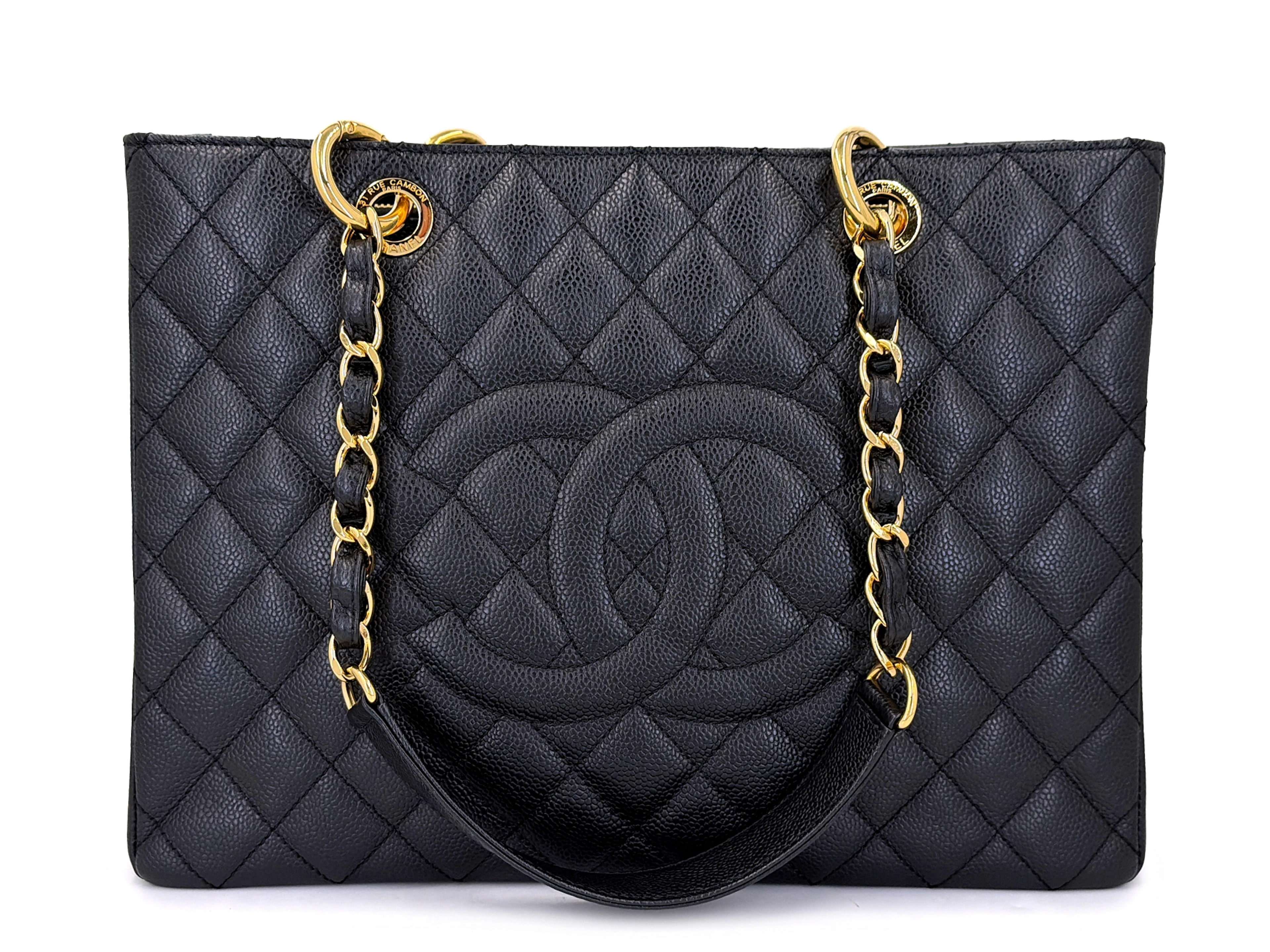 Black Quilted Caviar Timeless GST Grand Shopping Tote Gold Hardware, 2012