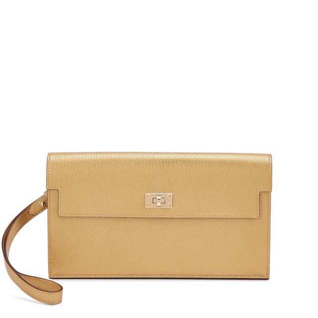 Dore Chamkilight Metallic Kelly Pocket Long Wallet Permabrass Hardware, 2024